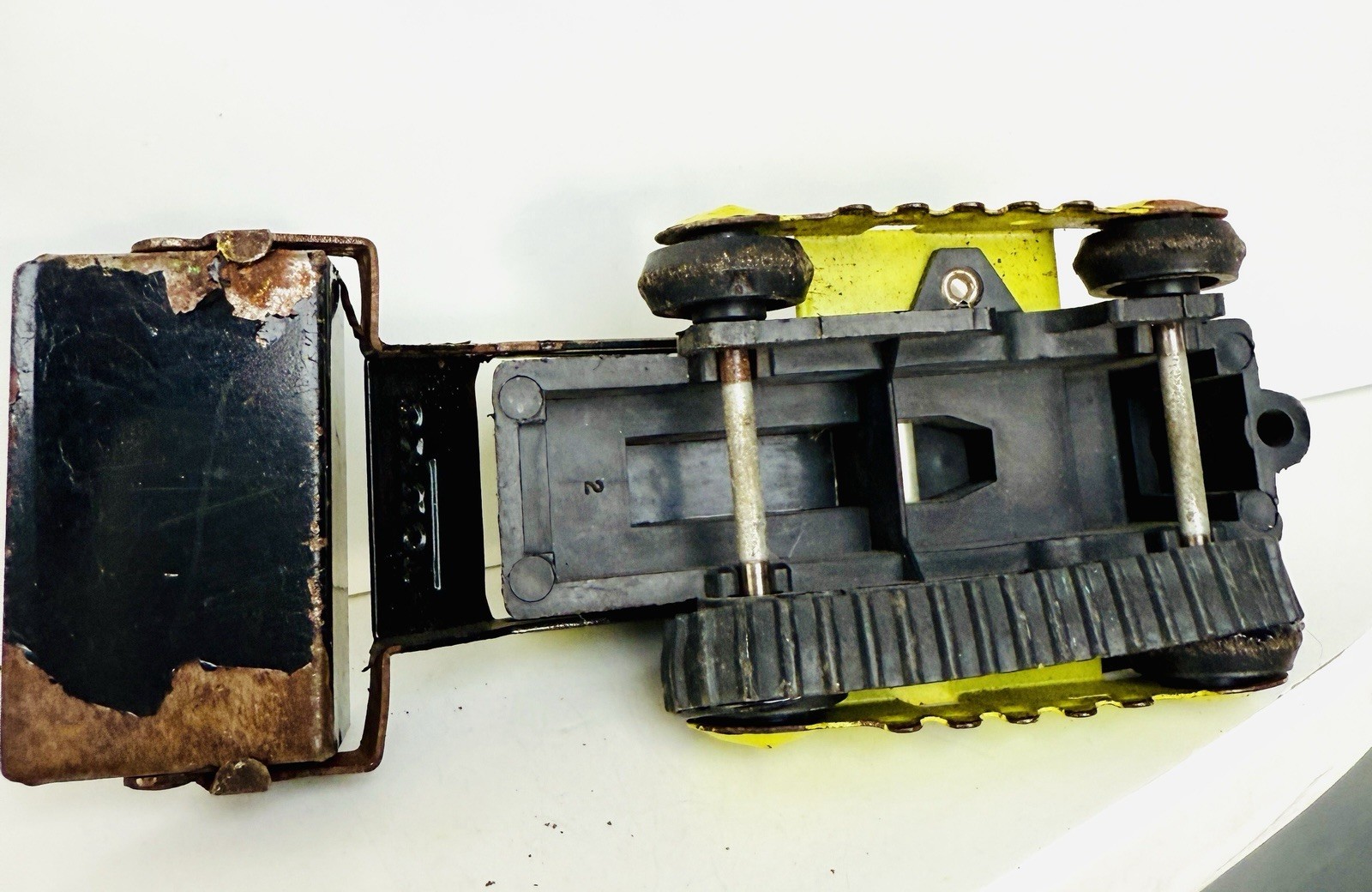 Vintage Tonka 1974/75 Lime Green T-6 Bucket Loader Backhoe Bulldozer Toy