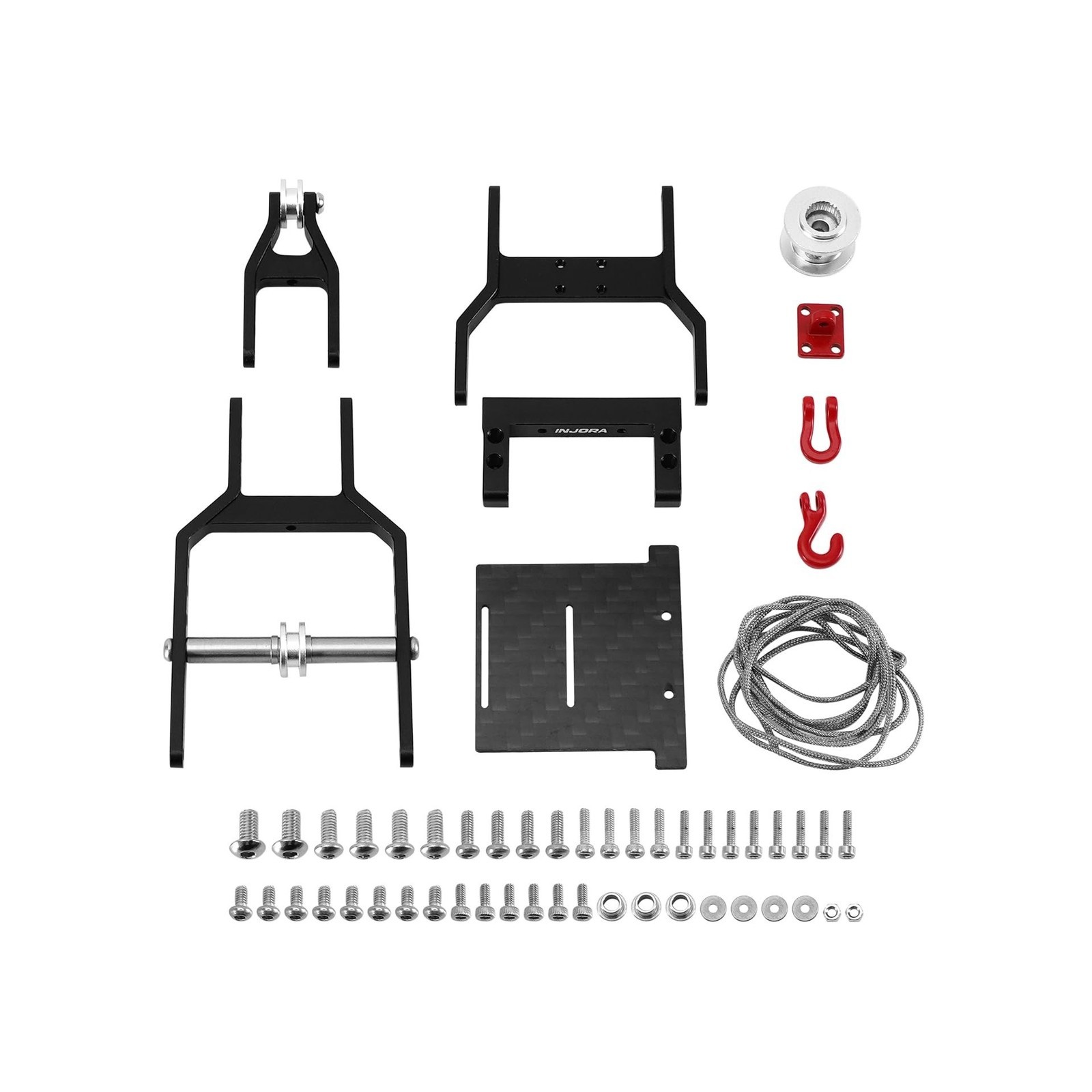 INJORA Tow Truck Crane Kit & 7KG INJS2065-360 Winch Servo for 1/24 SCX24(Black