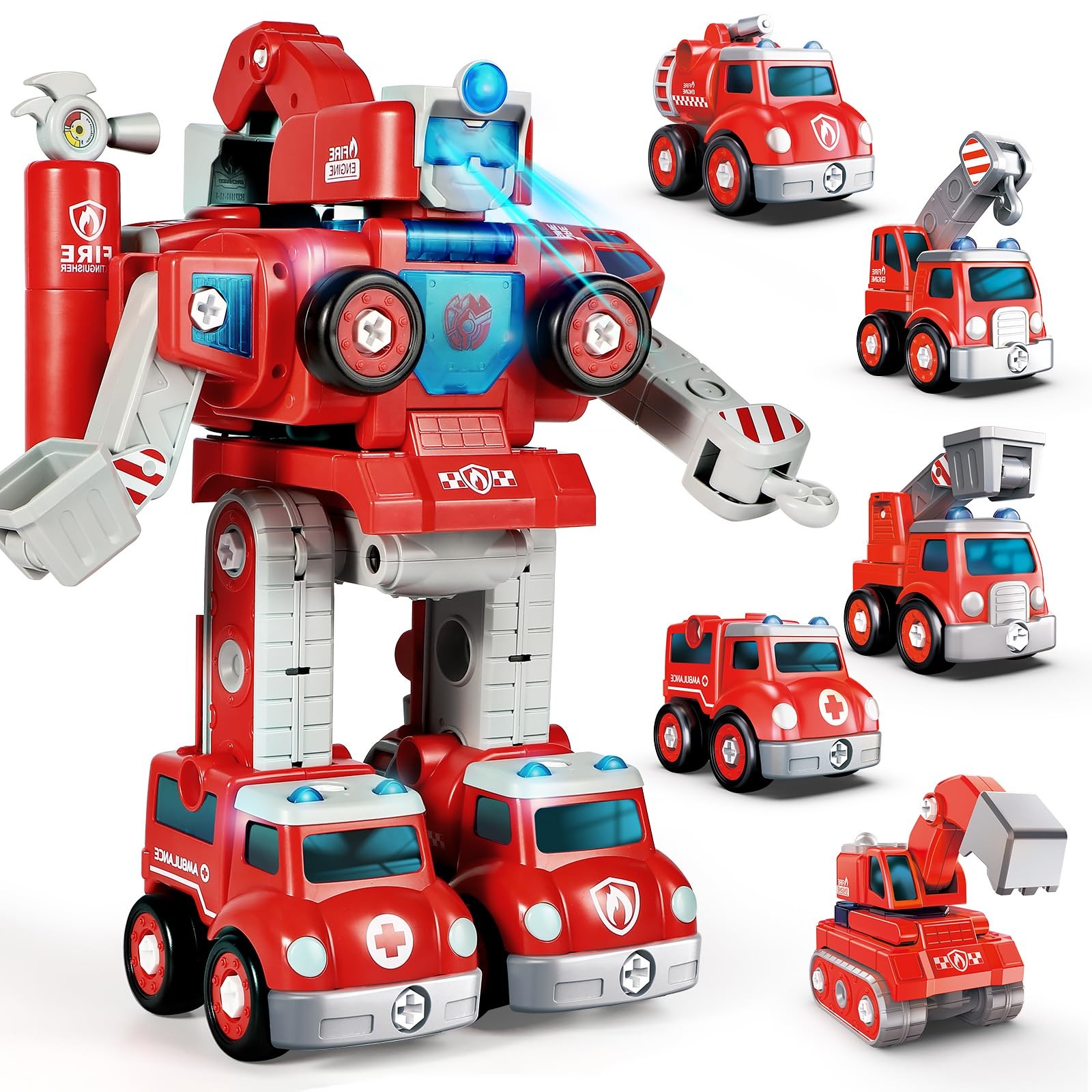 Transformers Toys for3 4 5 6 7 8 Year Old Boys, 5-in-1 Fire Truck Car Toys Ta…
