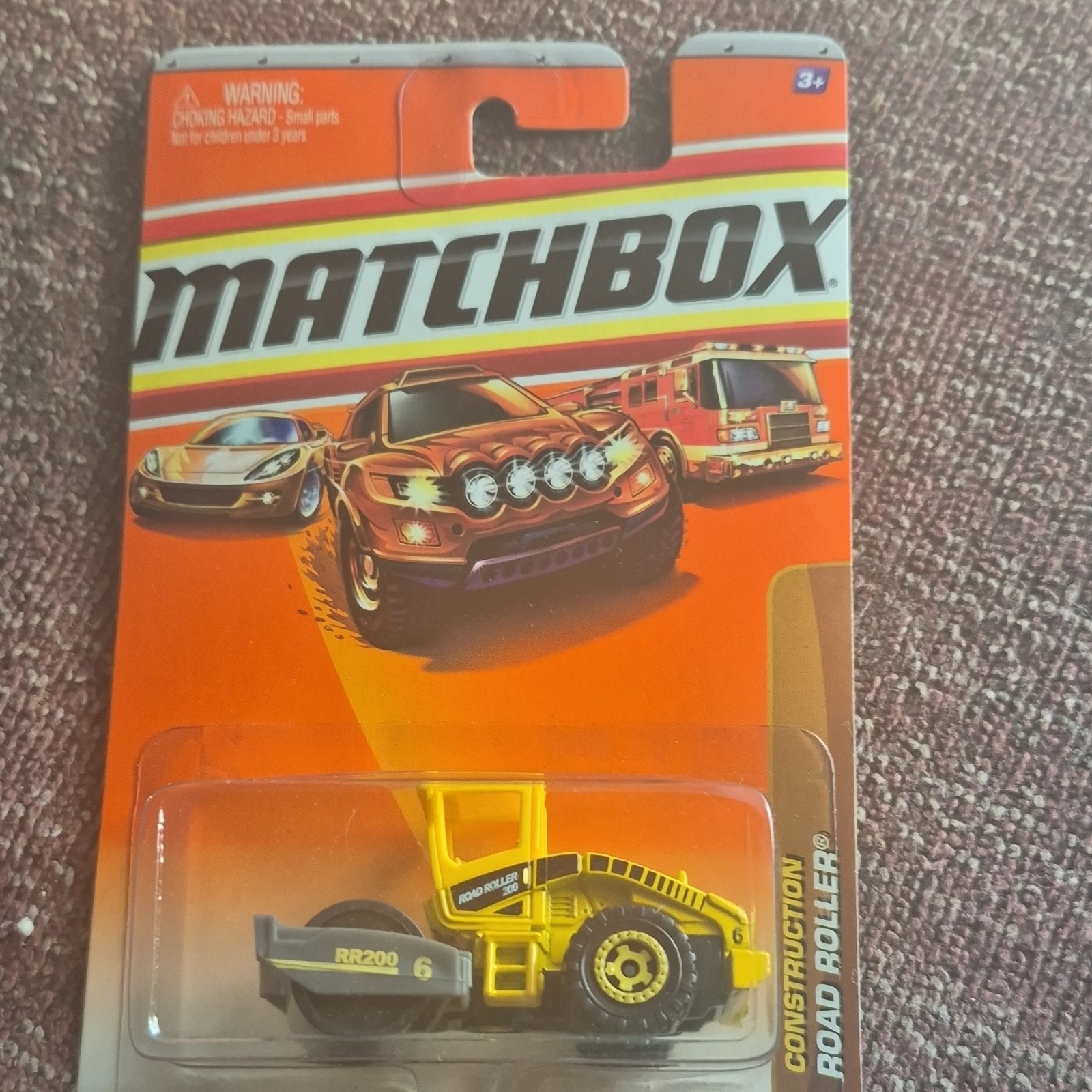 Matchbox Road Roller RR200 1:64 Diecast Construction Vehicle Yellow Black Gray