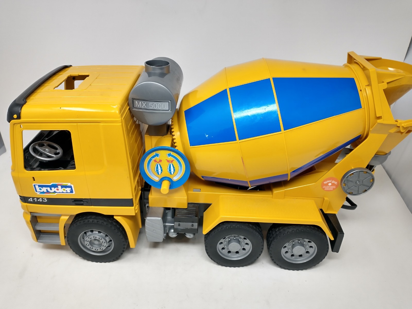 Bruder Mercedes Yellow Blue Large 21″ Cement Mixer 4143 Made In Germany READ