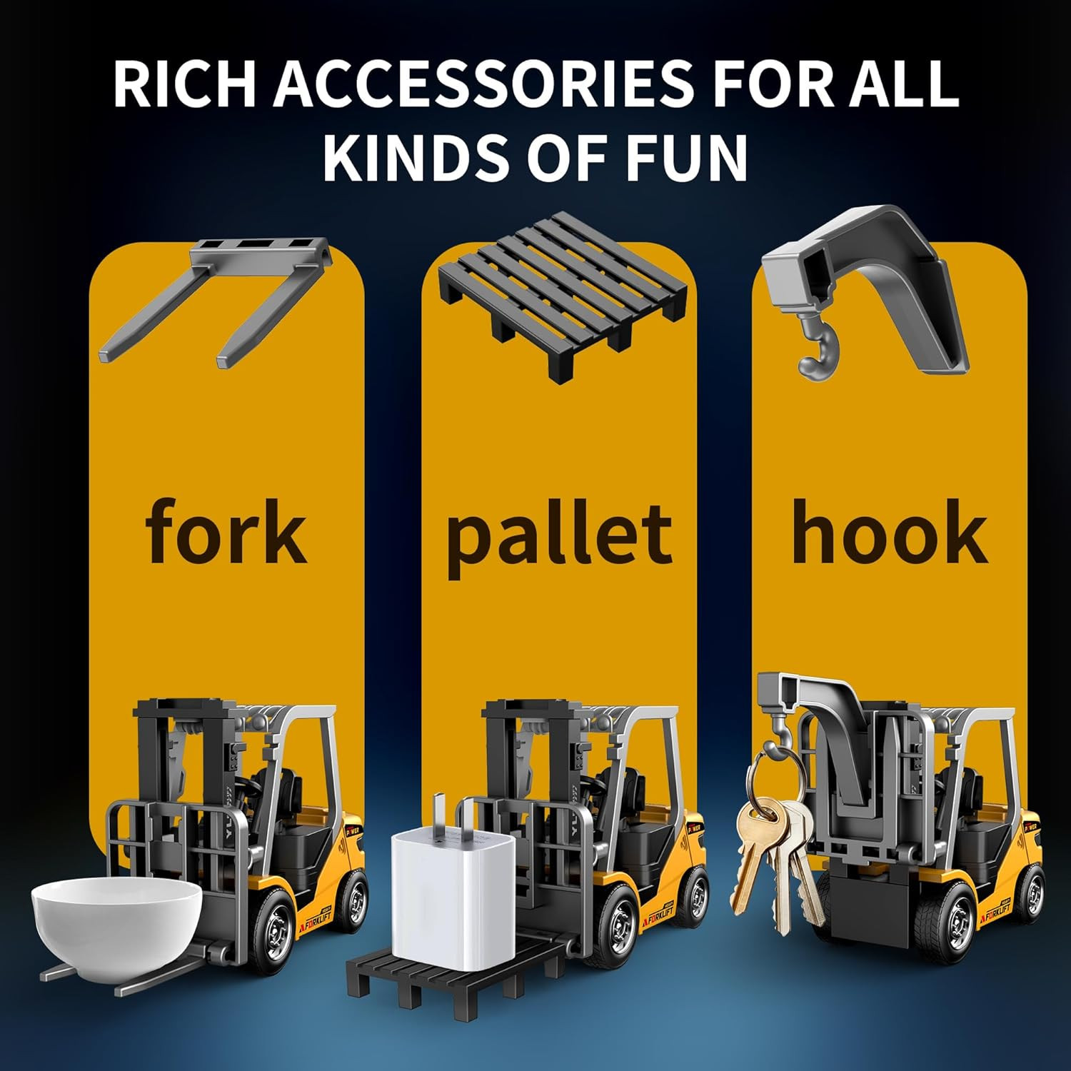 Mini 1/64 RC Forklift Toy, Remote Control Forklift Truck, 2 in 1 Transformable L