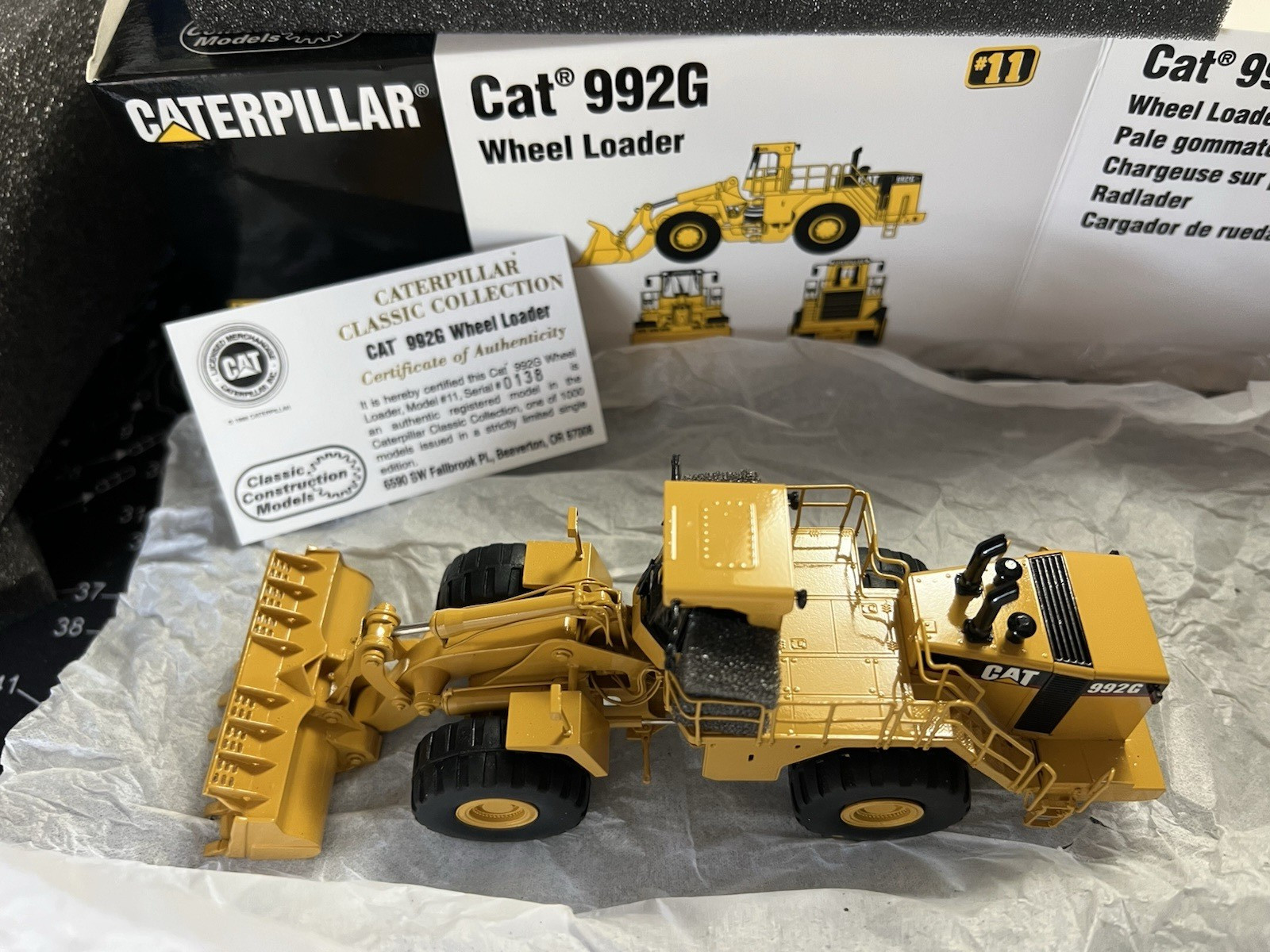 1/87th scale Classic Construction Models Brass Caterpillar 992G serial #138