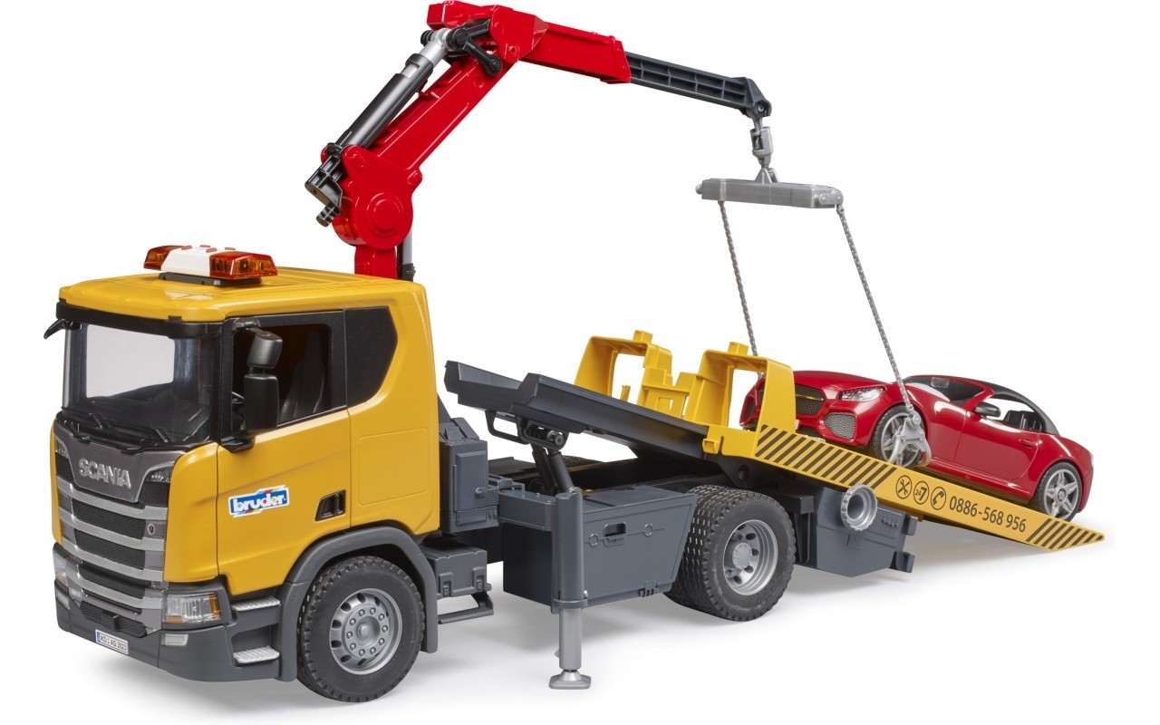 MB Sprinter Tow Truck with Cross Country Vehicle Bruder Toy Car Model 1/16 1:16