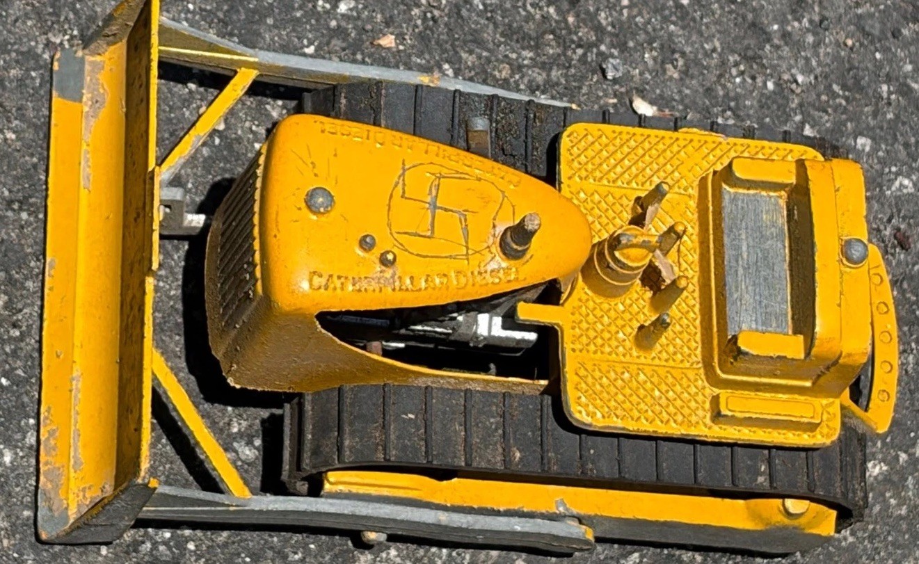 Vintage Tootsie Toy Yellow Caterpillar Dozer 1910 Bulldozer Tractor USA Marked