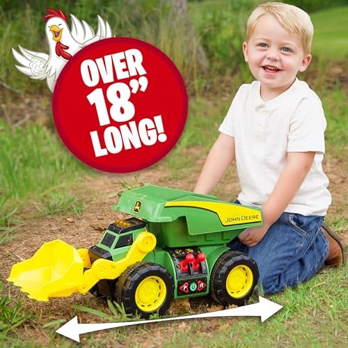 JOHN DEERE MOTORIZED DIG RIG 2-IN-1 DUMP TRUCK FRONT LOADER 470273 – GREEN