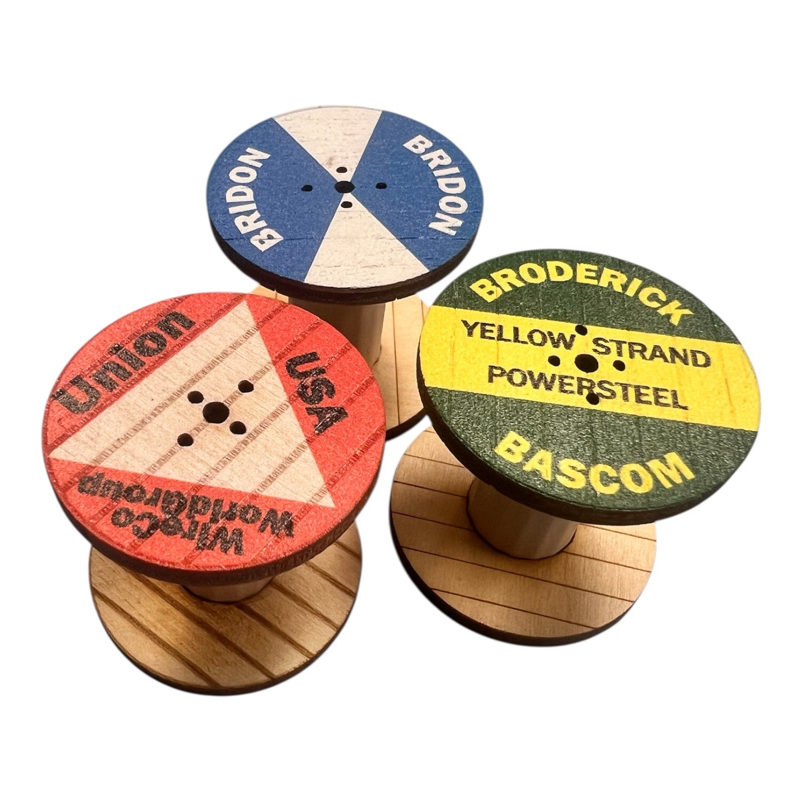 Set Of 3 Scale Model Wood Wire Rope Spool’s 1:50 or O Scale.