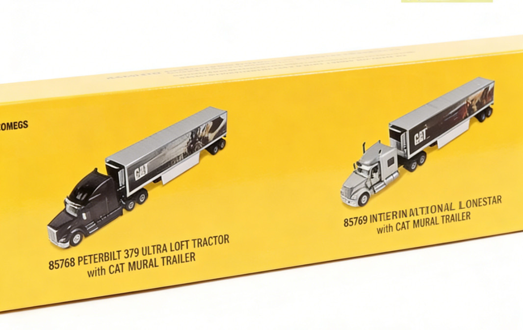 1:50 DM Peterbilt 579 Ultra Loft Tractor with Cat Mural Trailer Diecast Model