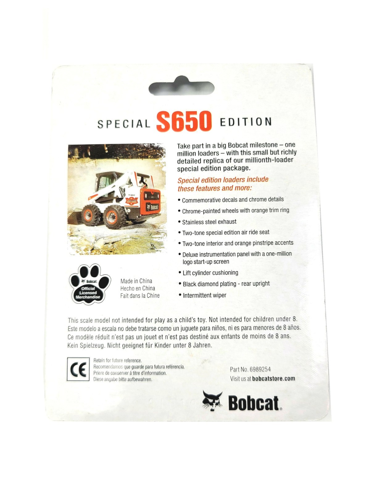 Bobcat S650 Skid-Steer Loader – 1 Million – Clover 1:50 Scale Model #6989254 New