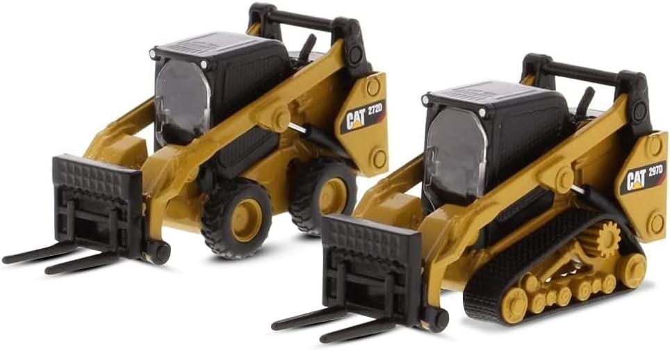 1:64 Scale Caterpillar 272D2 Skid Steer Loader & 297D2 Compact Track Attachme…