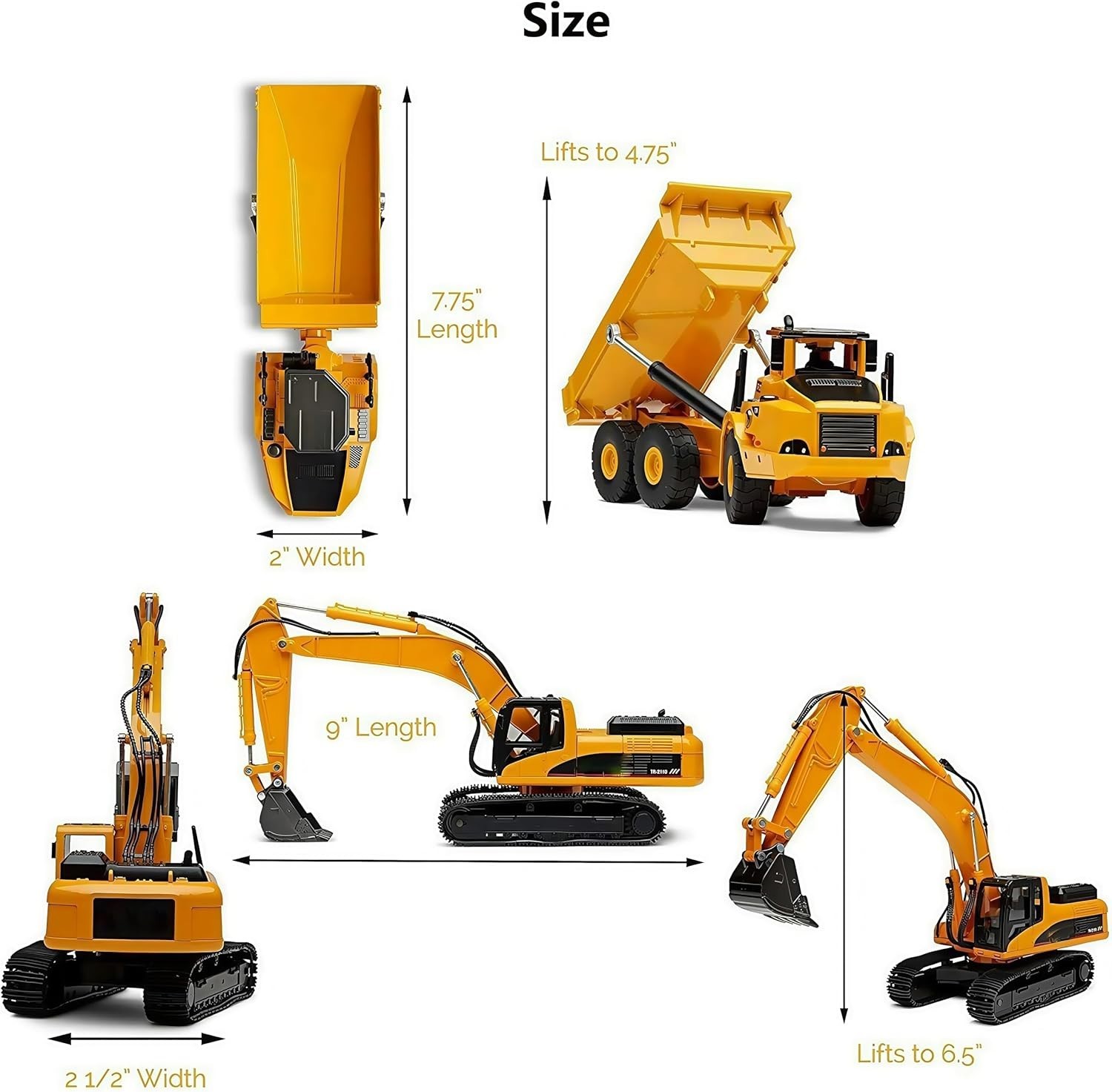 2Pcs Construction Vehicle Toys Dump Truck and Excavator Set Heavy Metal 1/50 …