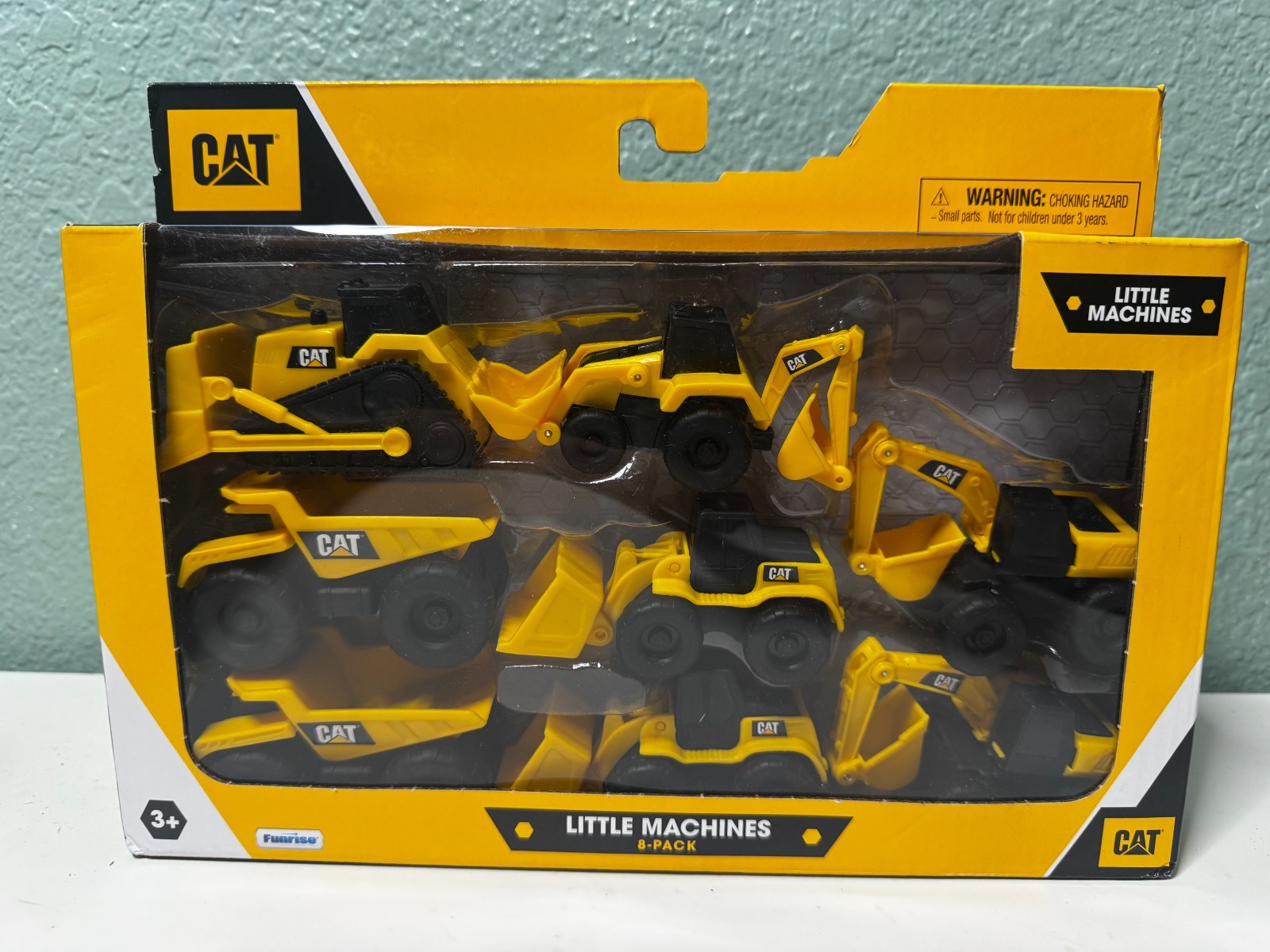 CAT little machines 8Pk plastic Toy Set Bulldozer/Backhoe/Dump Truck/Excavator +