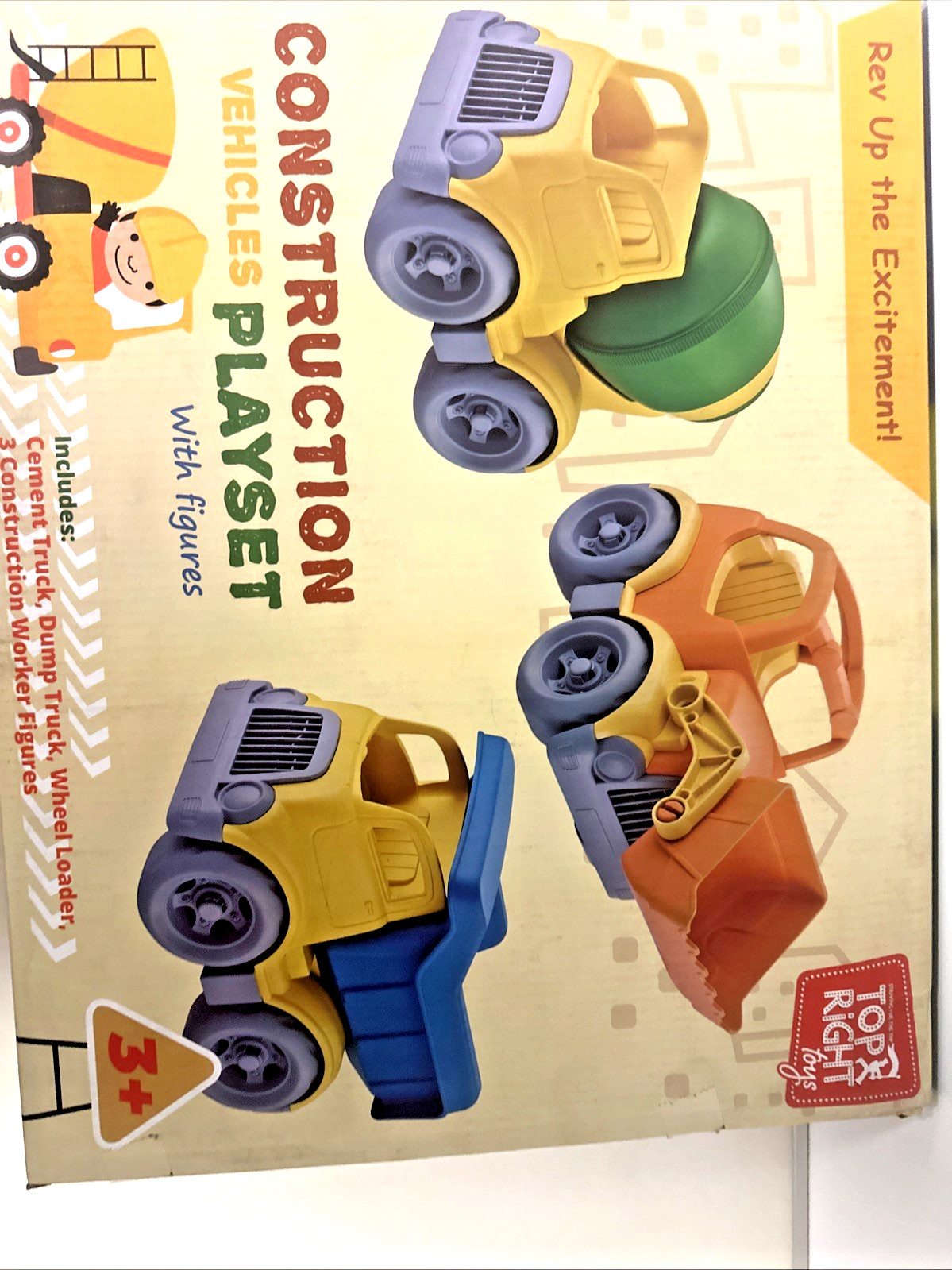 Construction Trucks Toy Set for Toddler Boys 3 Piece Small Toy Car Vehicles