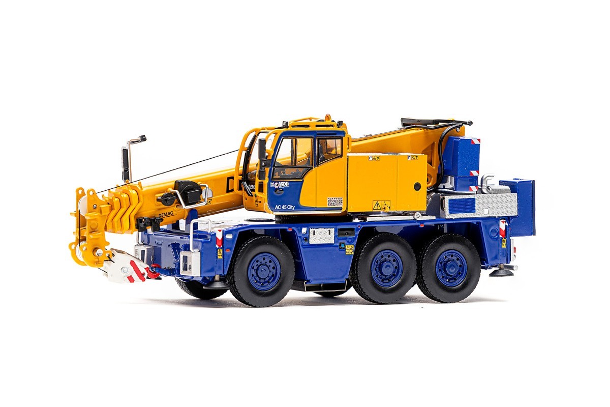 Demag AC45 City Crane – Yellow/Blue – IMC 1:50 Scale Diecast Model #31-0206 New