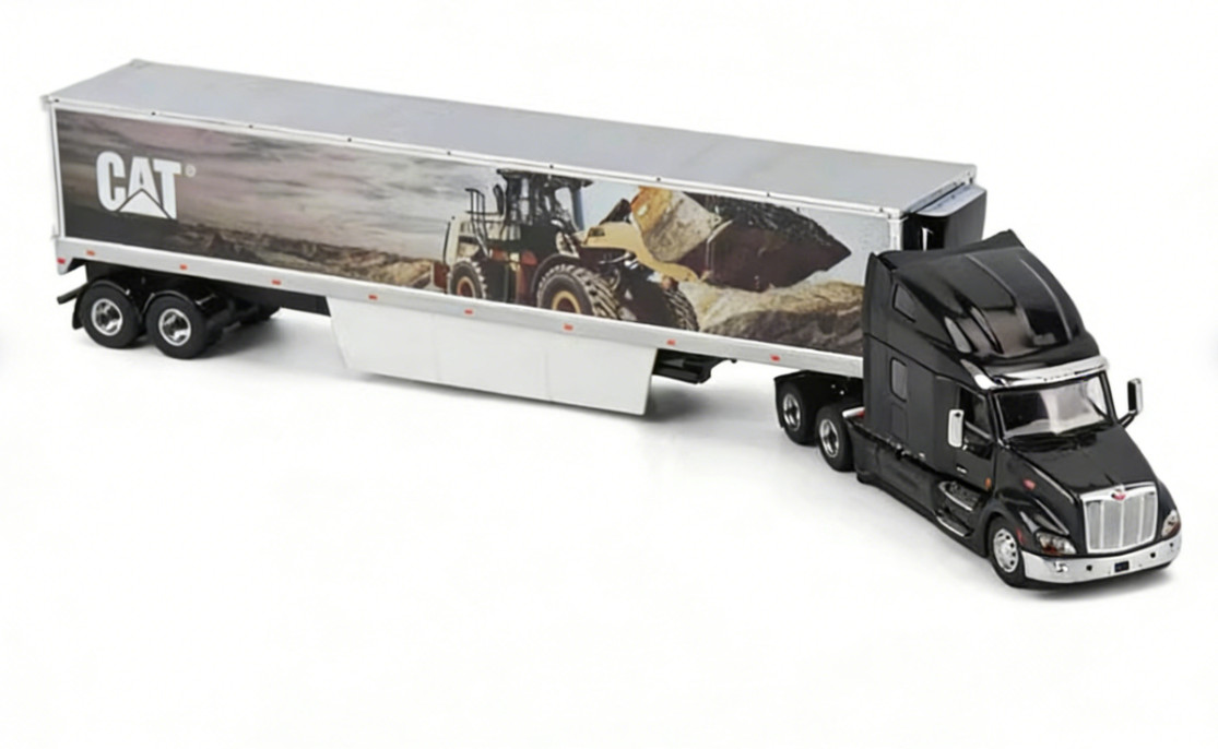 1:50 DM Peterbilt 579 Ultra Loft Tractor with Cat Mural Trailer Diecast Model