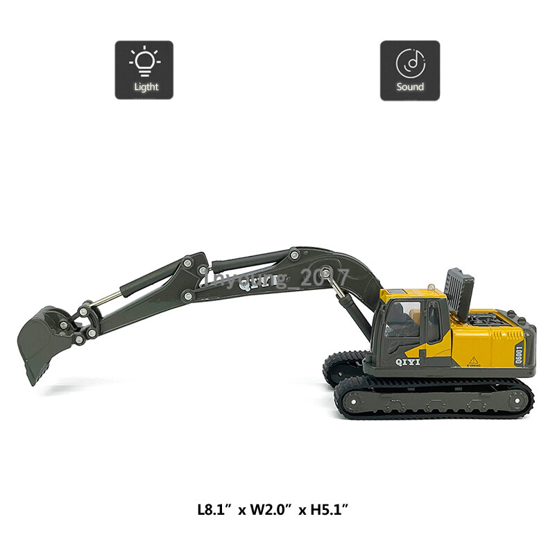Excavator Toy Truck Construction Vehicle Diecast Toy Car with Light Sound Gray