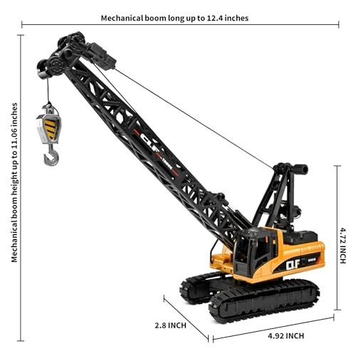 Crawler Crane Toy Truck with Rotating Arm, Lights & Workbench – Ages 4-7