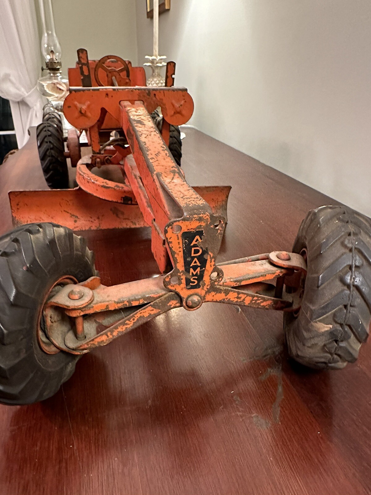 Vintage 1950s Doepke Adams Road Grader Orange Tractor Blade Construction