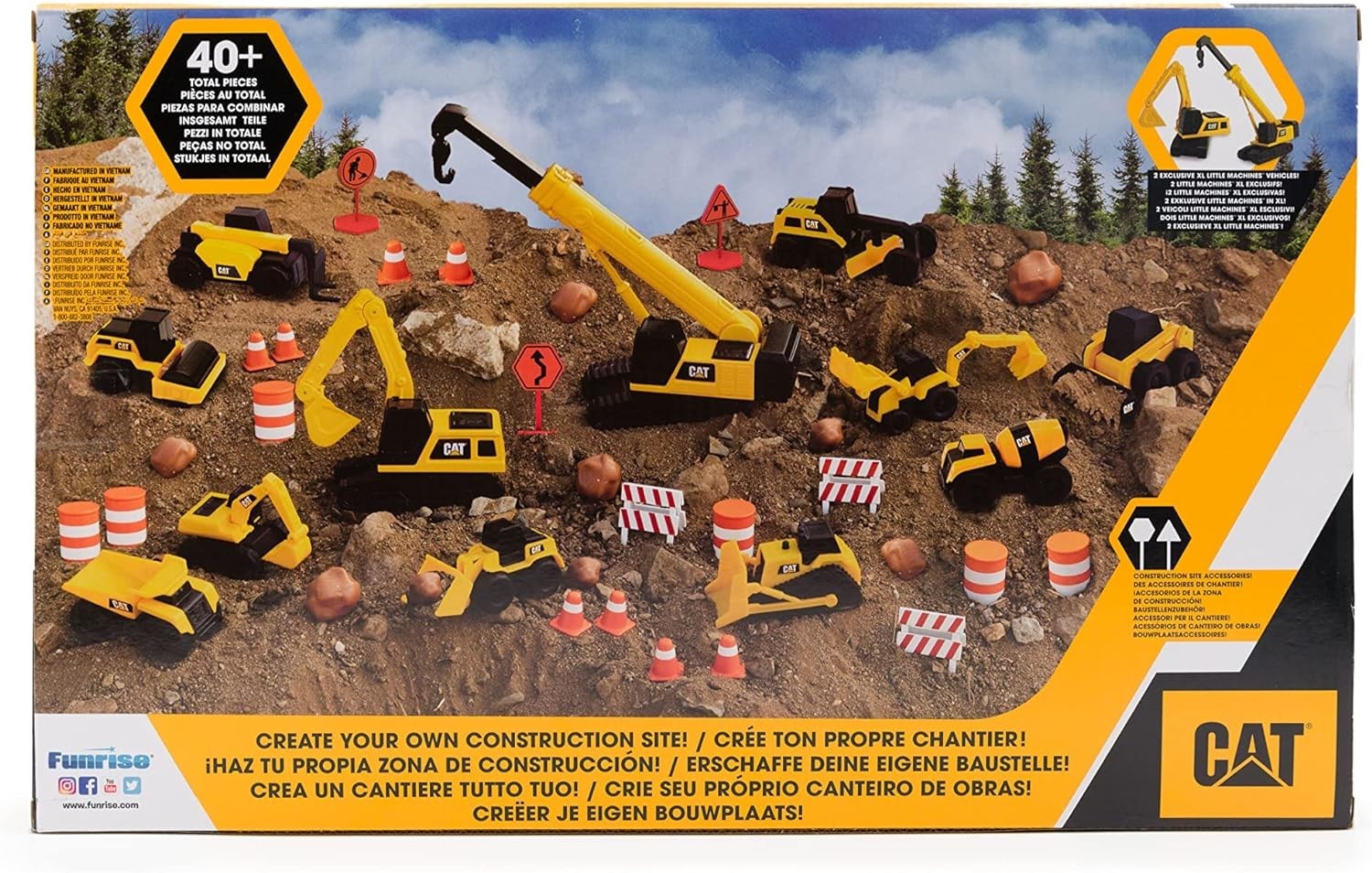 Indoor Outdoor Construction Playset 41 Pieces with Working Cranes and Excavator