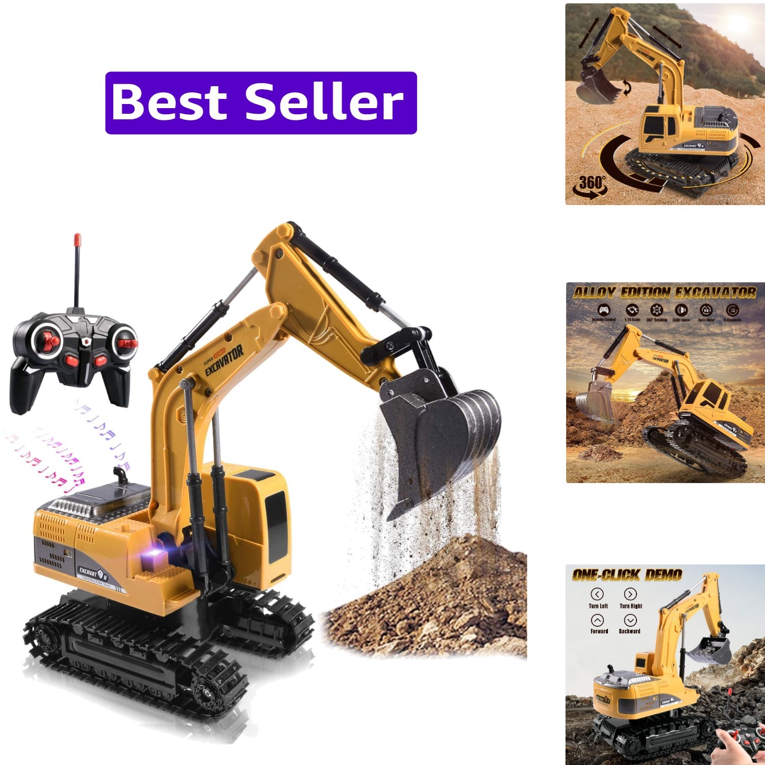 Construction Excavator Toy – Kids Toy Engineering Digger Truck, Remote Contro…