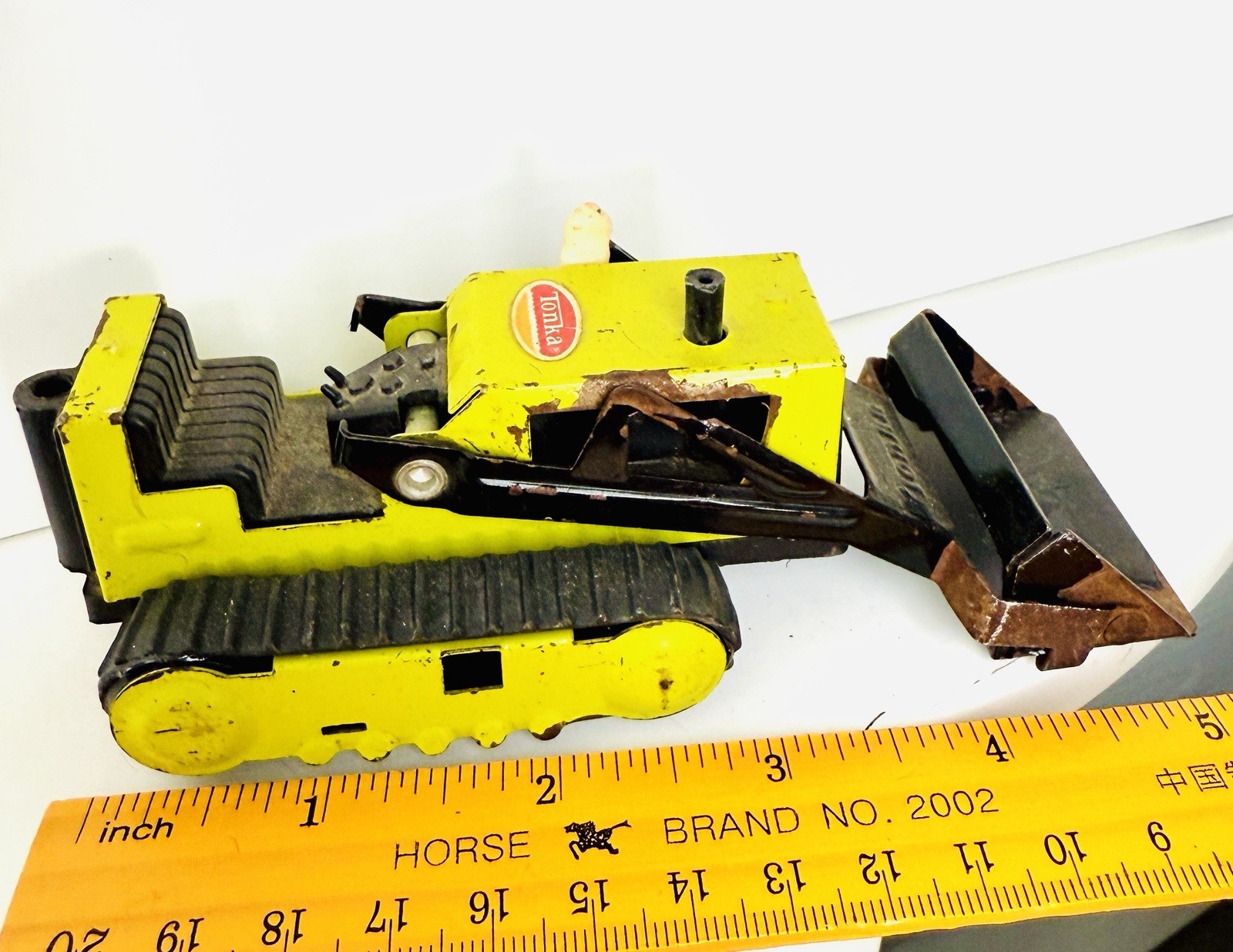 Vintage Tonka 1974/75 Lime Green T-6 Bucket Loader Backhoe Bulldozer Toy