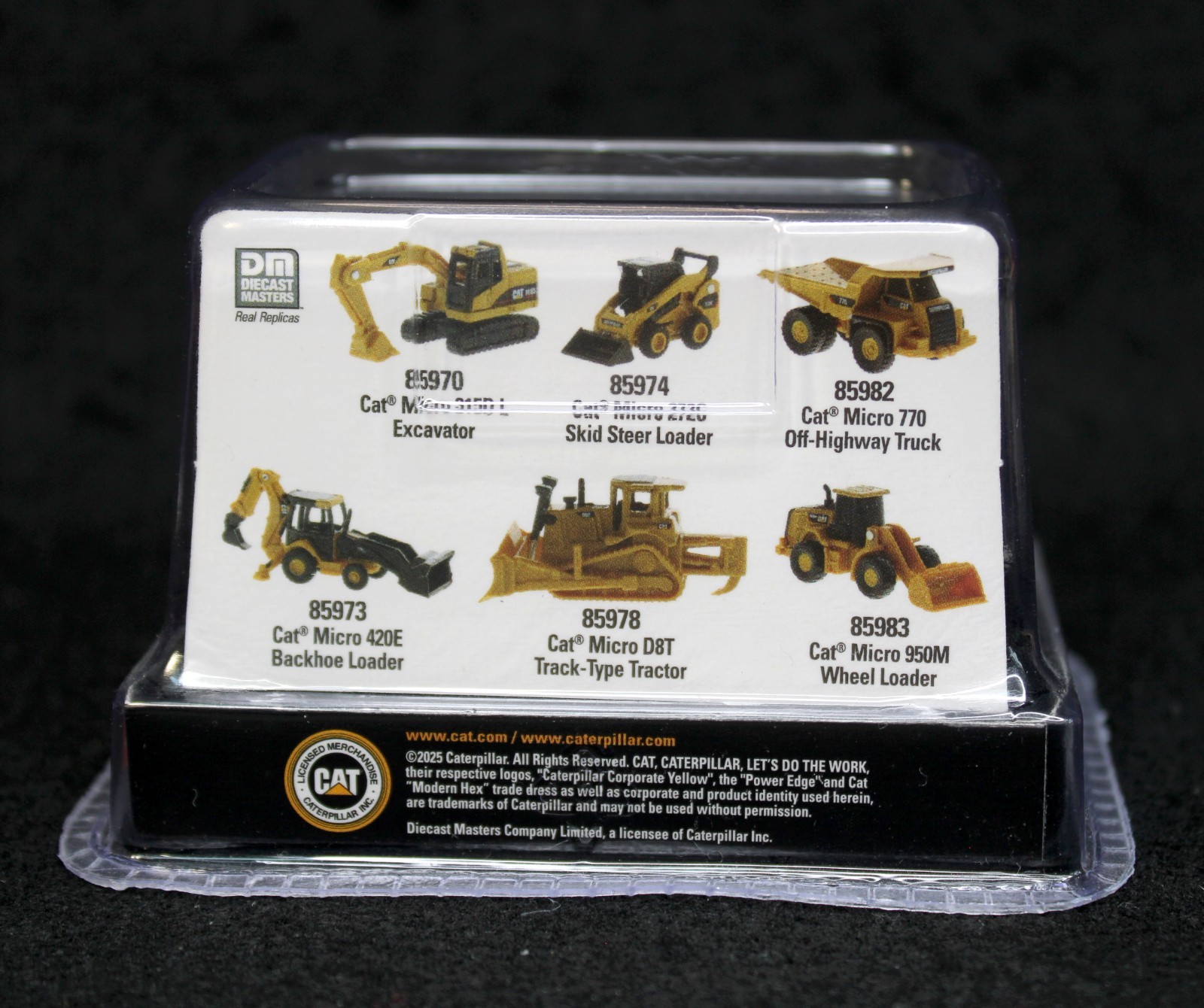 3x Micro Scale Diecast CAT Micro Constructors on Interlocking Landscape Bases