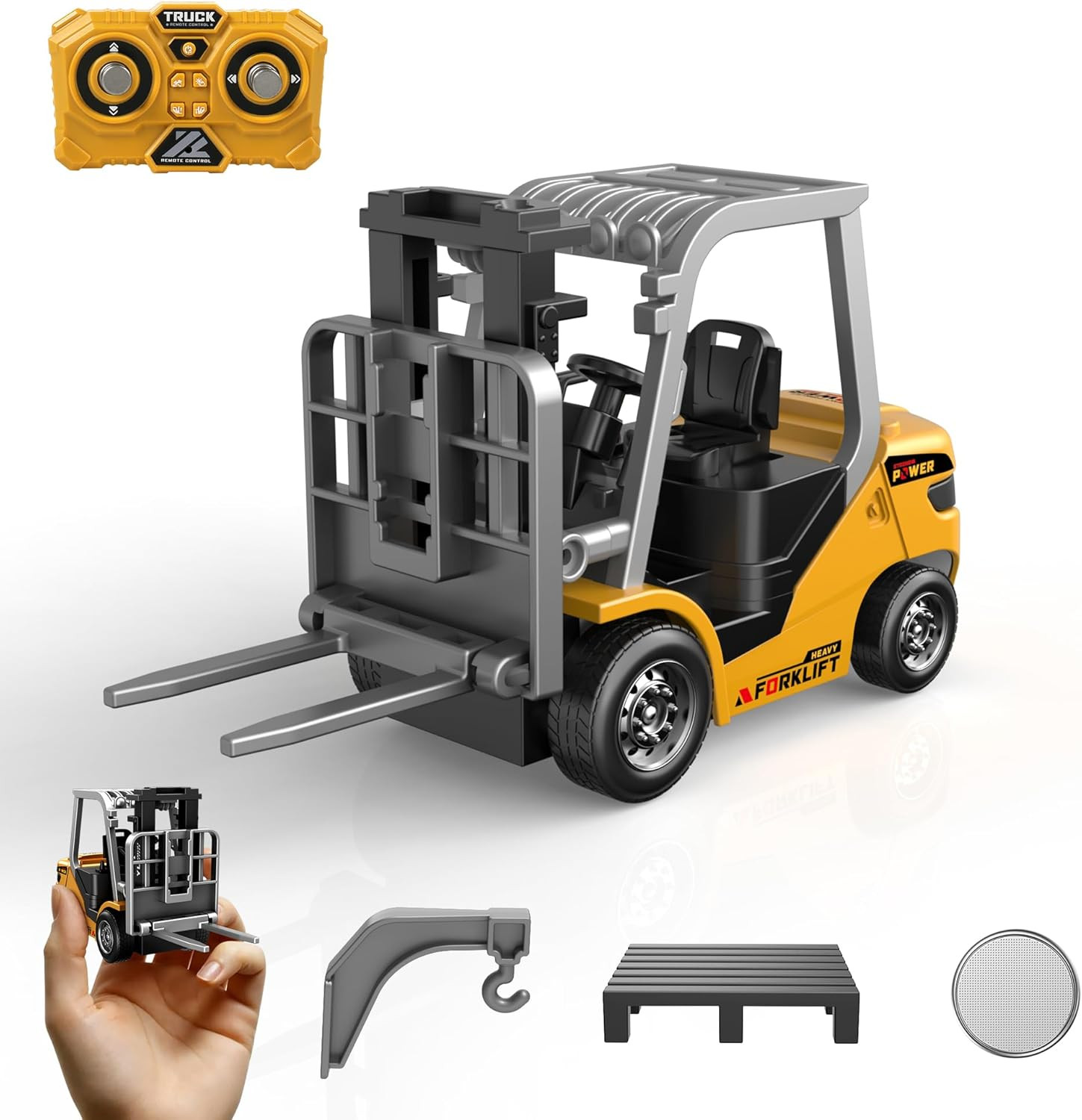 Mini 1/64 RC Forklift Toy, Remote Control Forklift Truck, 2 in 1 Transformable L