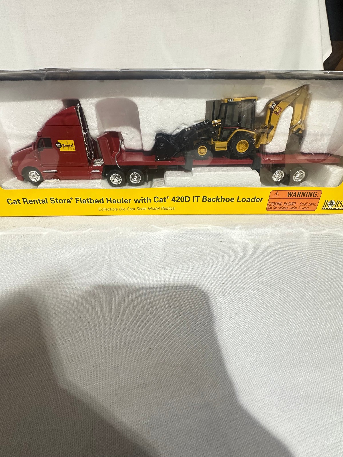 Caterpillar Rental Store Semi With 420D IT Backhoe Set By Norscot 1/50th Scale