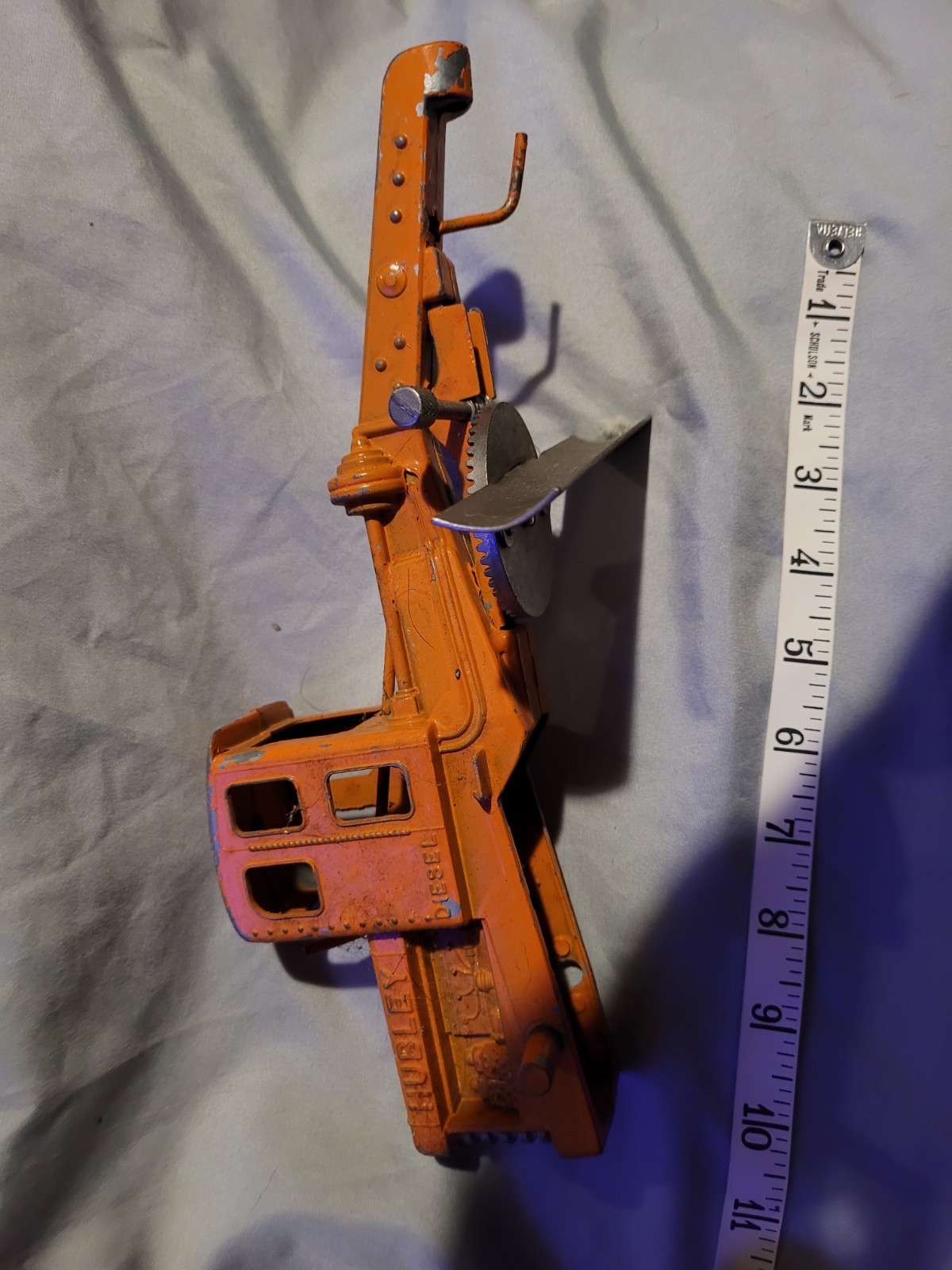 VTG Hubley Die Cast Diesel Road Grader Toy Orange 1950s Parts Restore