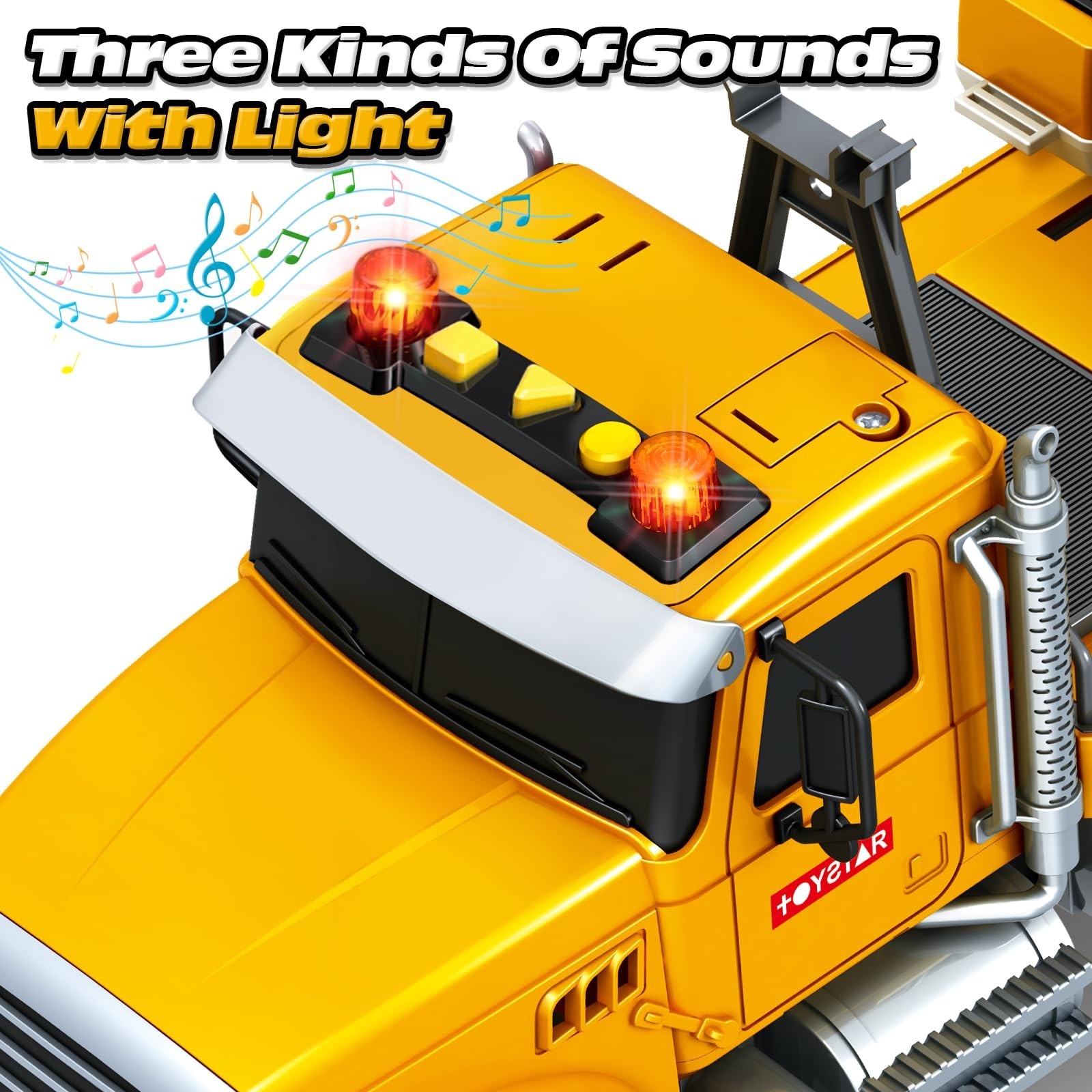 Excavator Truck Toy for Kids 3-8 Years – 15″ Friction Powered, Lights & Sounds,