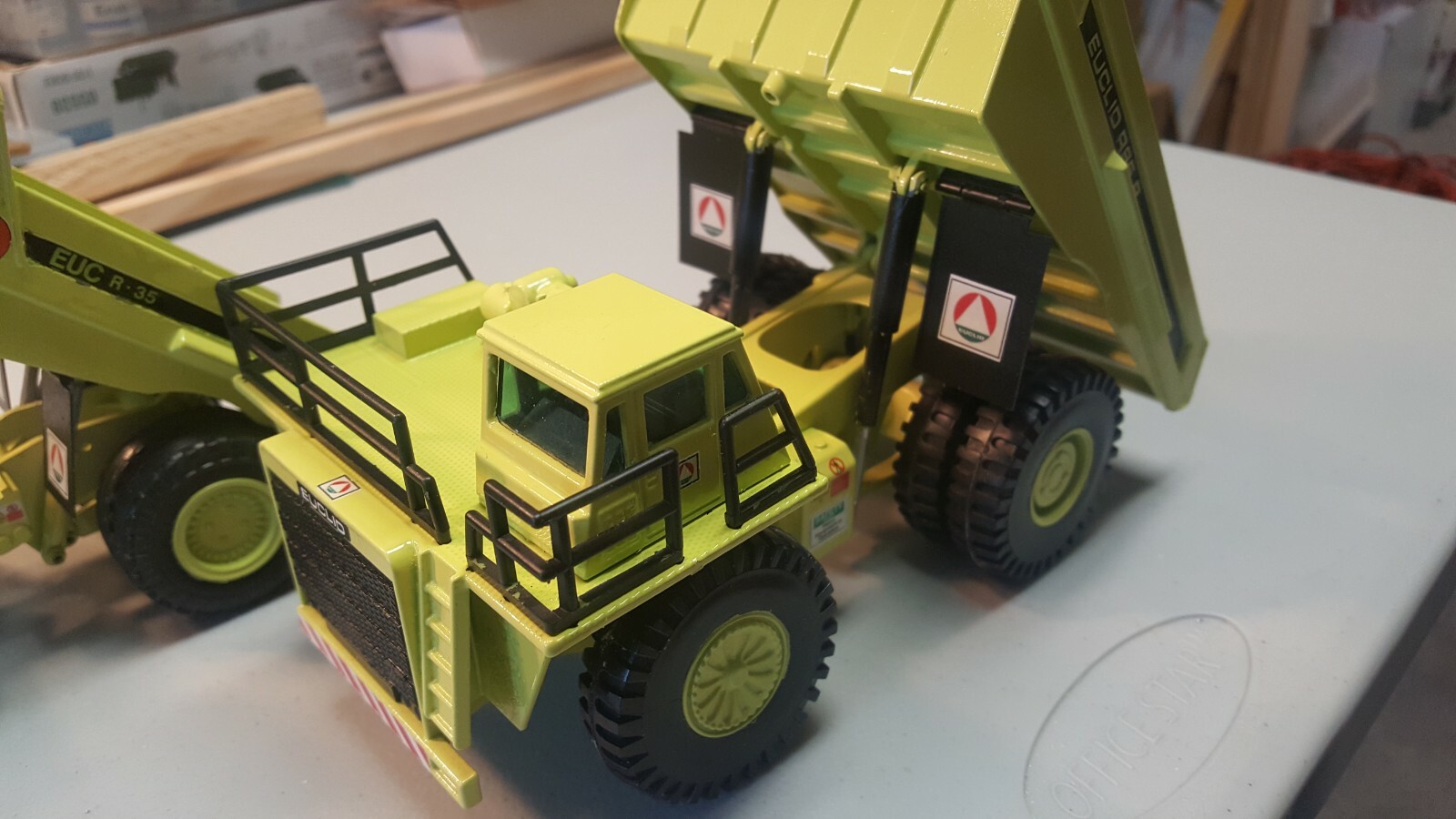 2 x EUCLID Dump Trucks R-85B / R-35 authentic 1955 “Hi Lite Green” Paint!!!