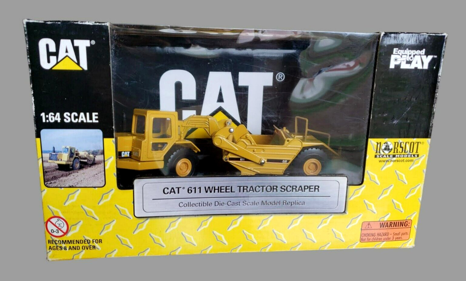 VTG. 2005 NORSCOST CATERPILLAR CAT 611 WHEEL TRACTOR SCRAPER Yellow 1:64 55303