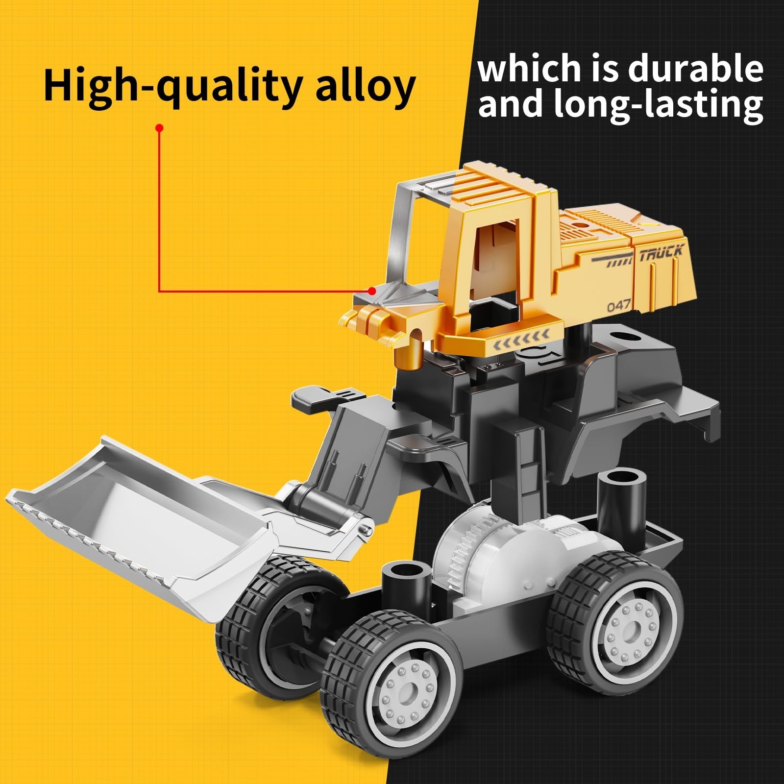 8Pcs Mini Alloy Construction Vehicles Set – Die-cast Excavators, Trucks & Toys f
