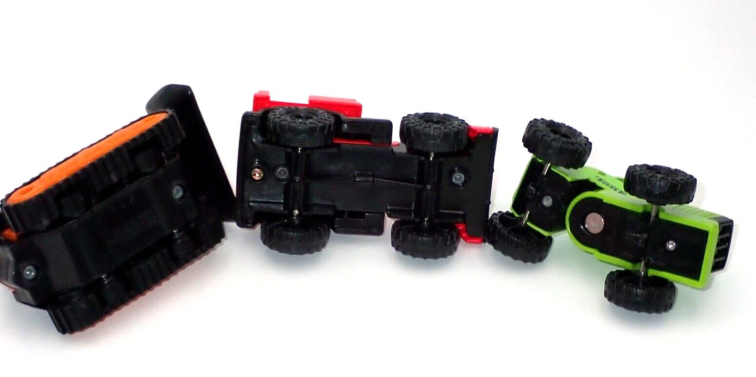 Tonka Mini Bulldozer McDonalds Lot of 3 Toys Green Red Orange Dozer Loose