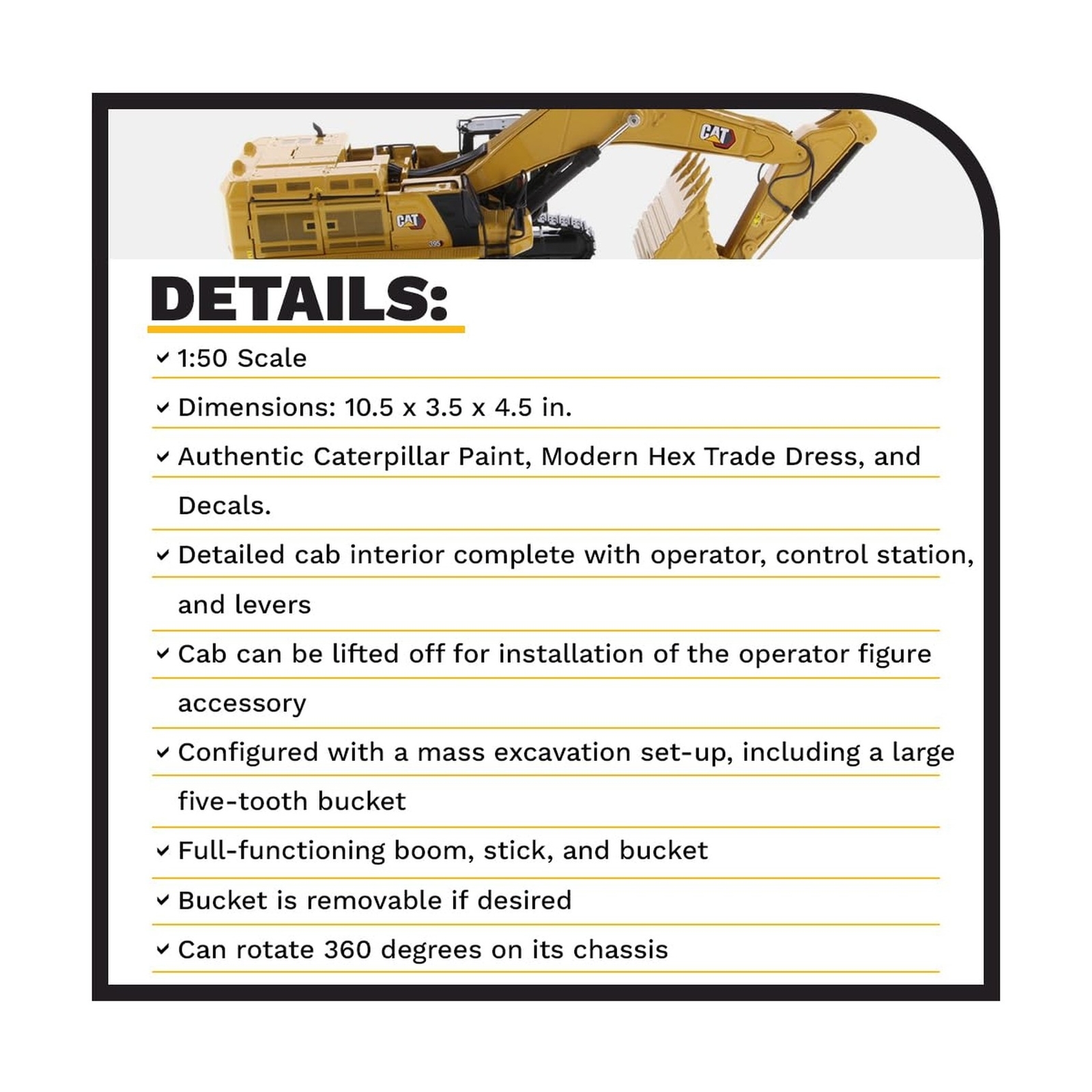 Diecast Masters 1:50 Scale Caterpillar 395 Large Hydraulic Excavator | High L…