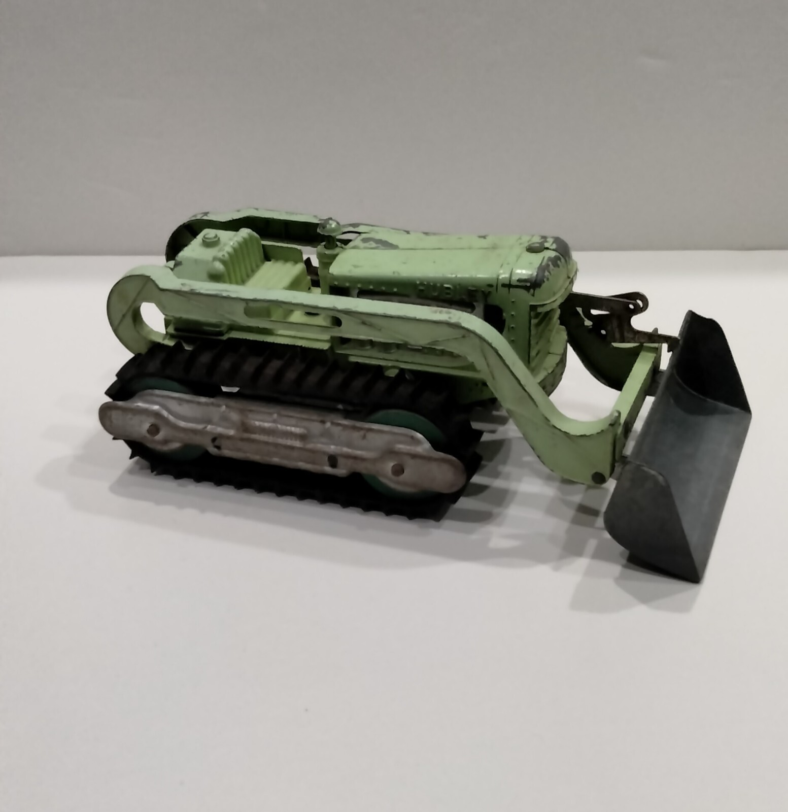 Vintage Hubely Green Bulldozer/Loader Die Cast w/ Good Rubber Tracks