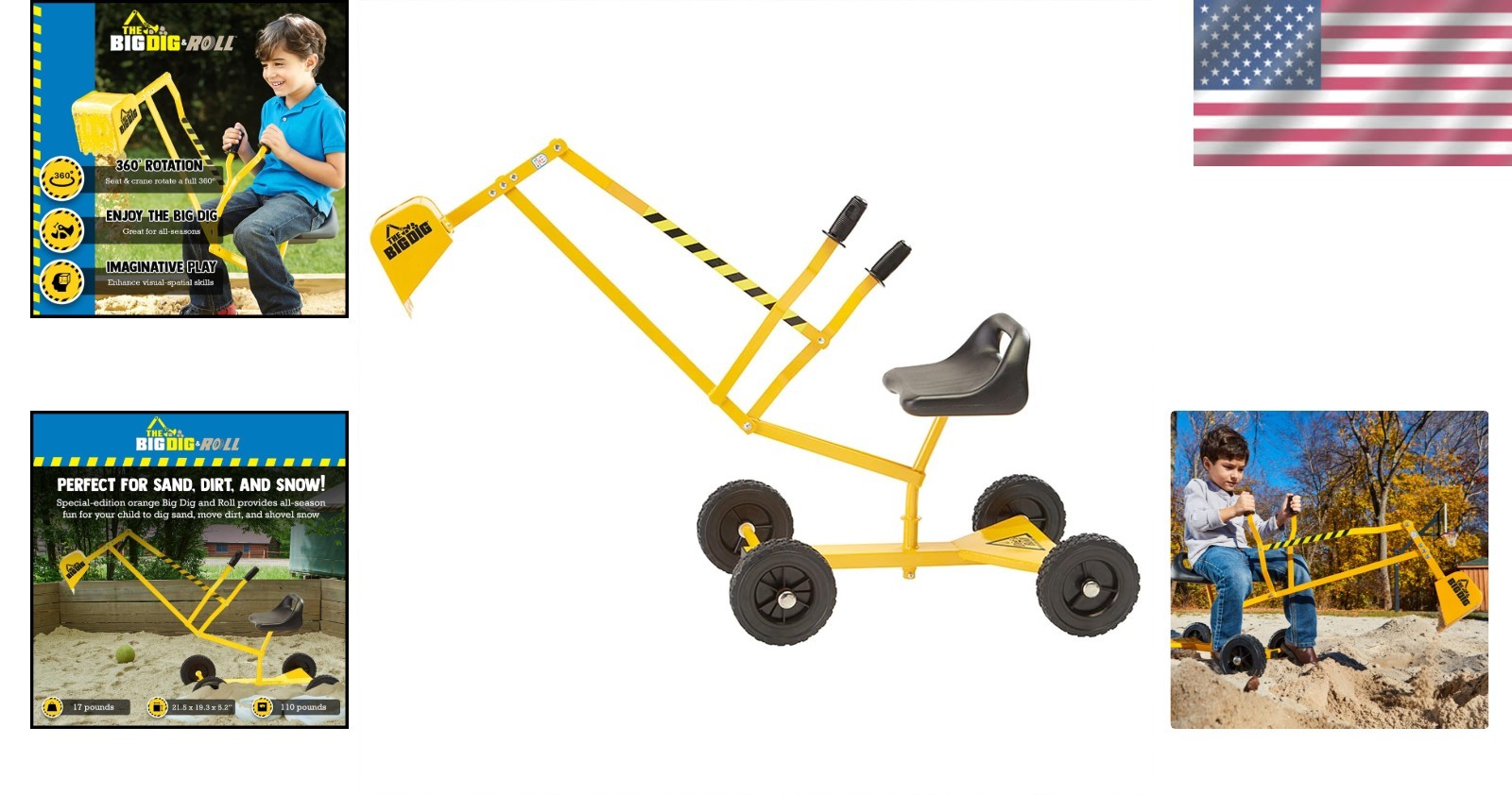 Outdoor Excavator Toy for Kids Heavy Metal Construction with Rubber Wheels