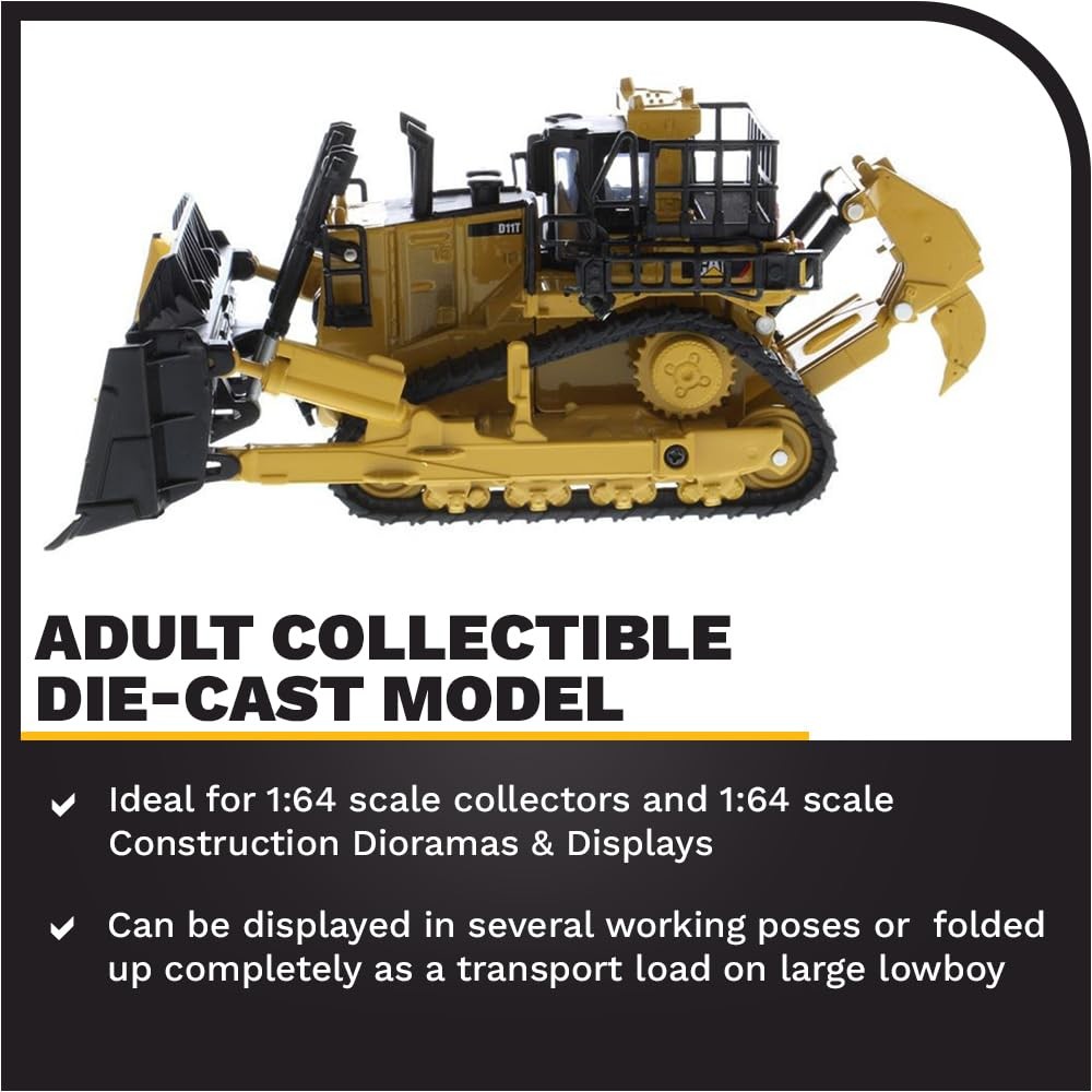 Diecast Masters 1:64 Scale Caterpillar D11 Dozer with 2 Blades and Yellow