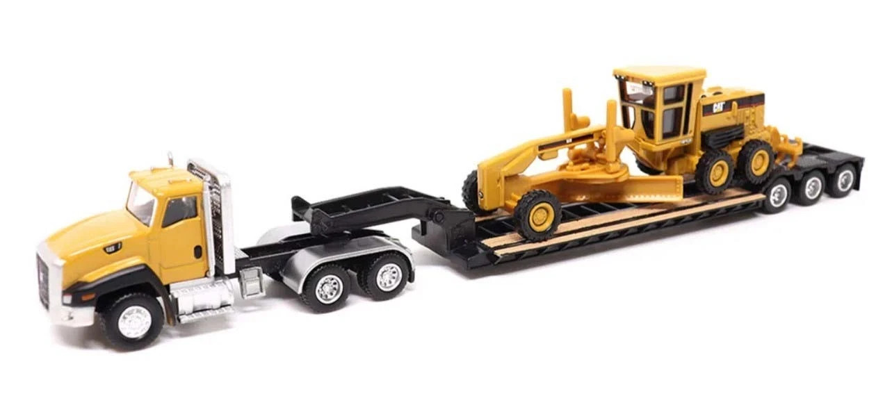 Diecast Masters 84414 Cat CT660 Tractor with Trailer & Grader 1/87 Scale Model