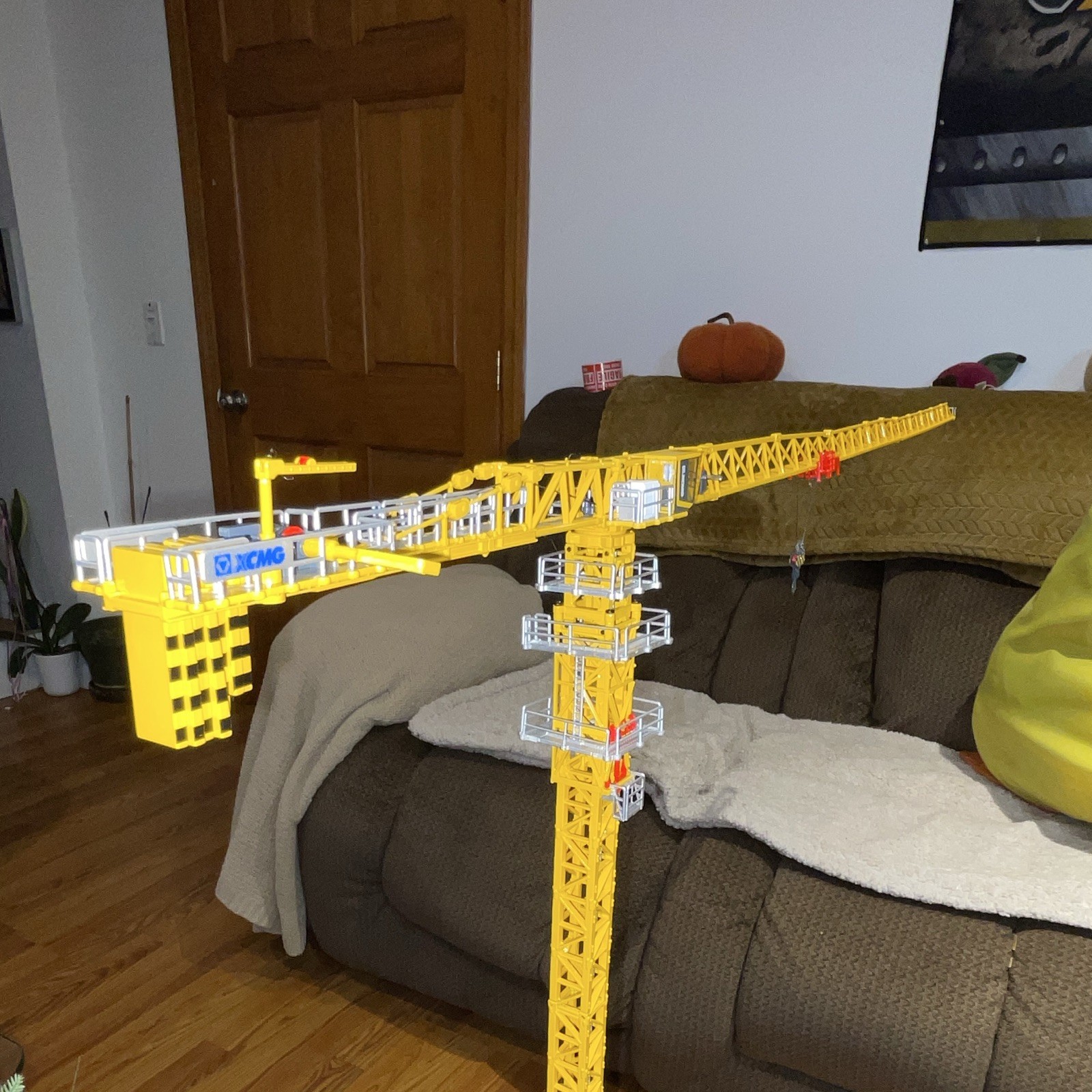 XCMG Tower Crane Diecast Construction Model 1:50 Yellow Gray w/ Hook Base