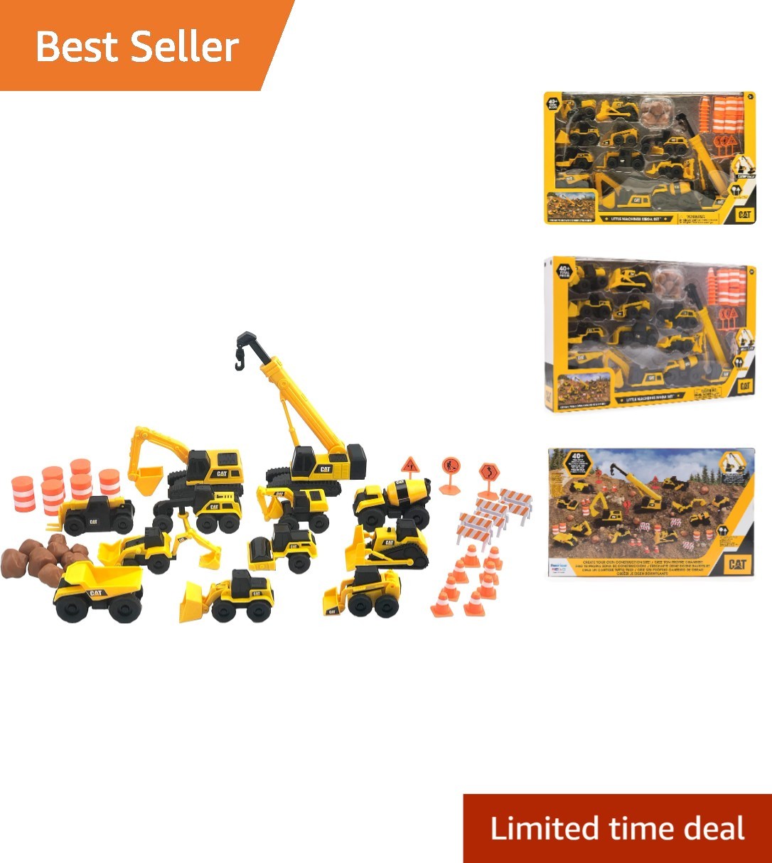 Indoor Outdoor Construction Playset 41 Pieces with Working Cranes and Excavator