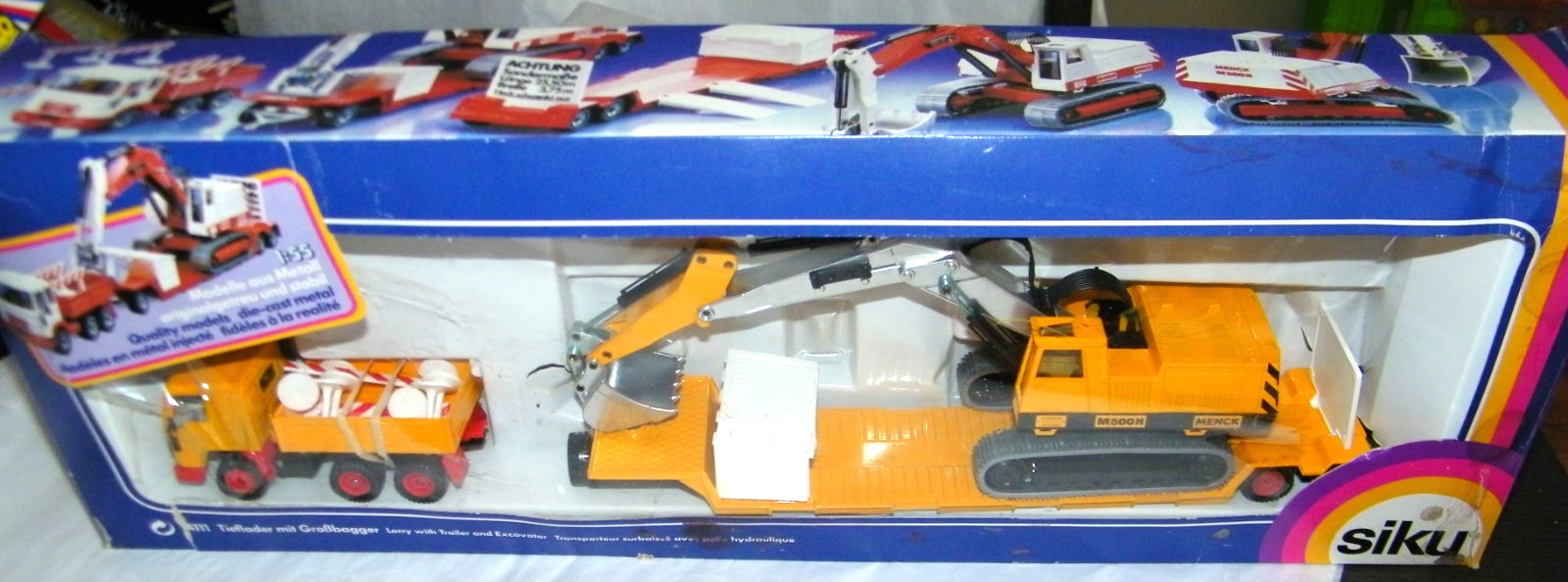 Siku 4111 Low Loader Volvo FL10 with Menck Large Excavator 1:55 New In Box