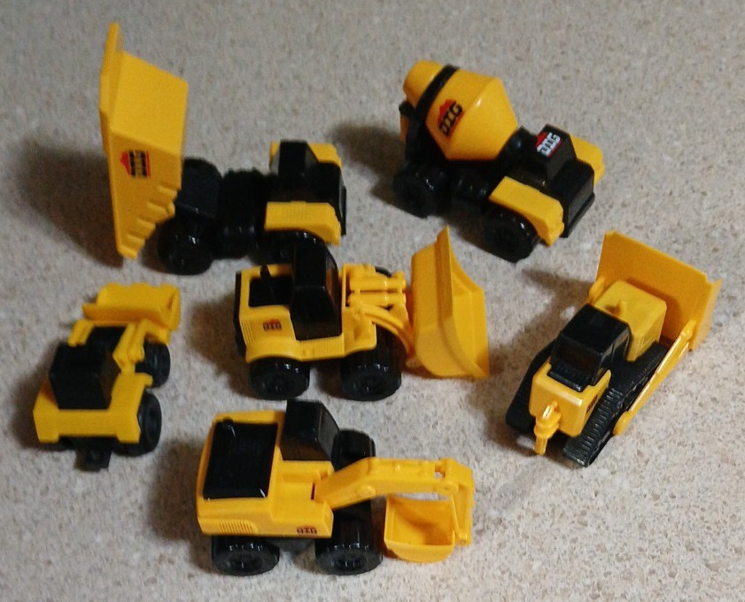 Dig Construction Lot of 6 Excavator Dump Trucks Backhoe Kids Toys Plastic