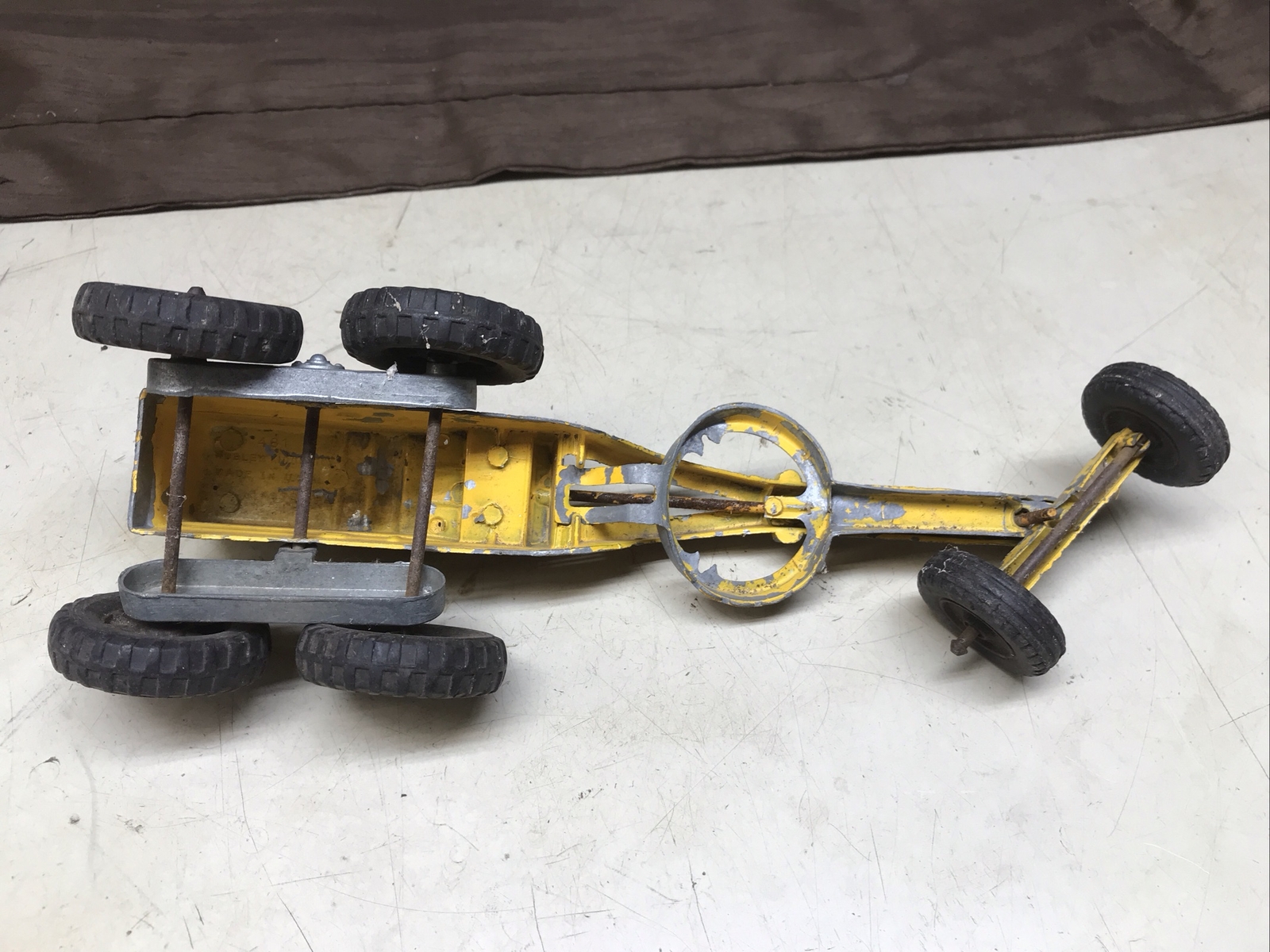 Hubley Kiddie Toy Road Grader Yellow No 481 Die Cast Parts Or Repair