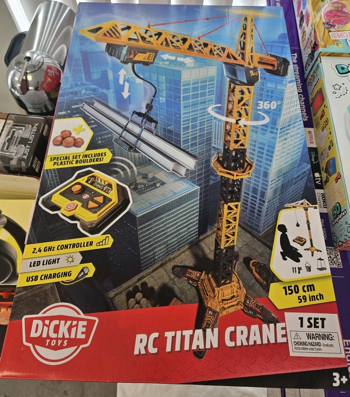 RC Construction Crane Toys Playset Vehicle Tower Equipment for Kids Boys 5ft NEW