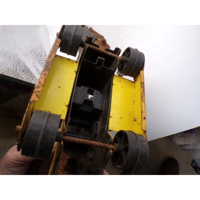 Vintage Yellow Pressed Steel Construction Toy Excavator Tractor Crawler
