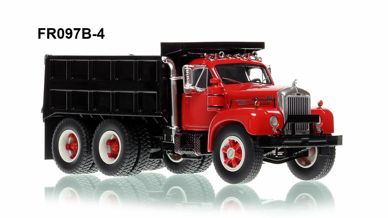 Fire Replicas 097B-4 Mack B-61 Tandem Axle Dump Red-Black Body 10%off MSR $279