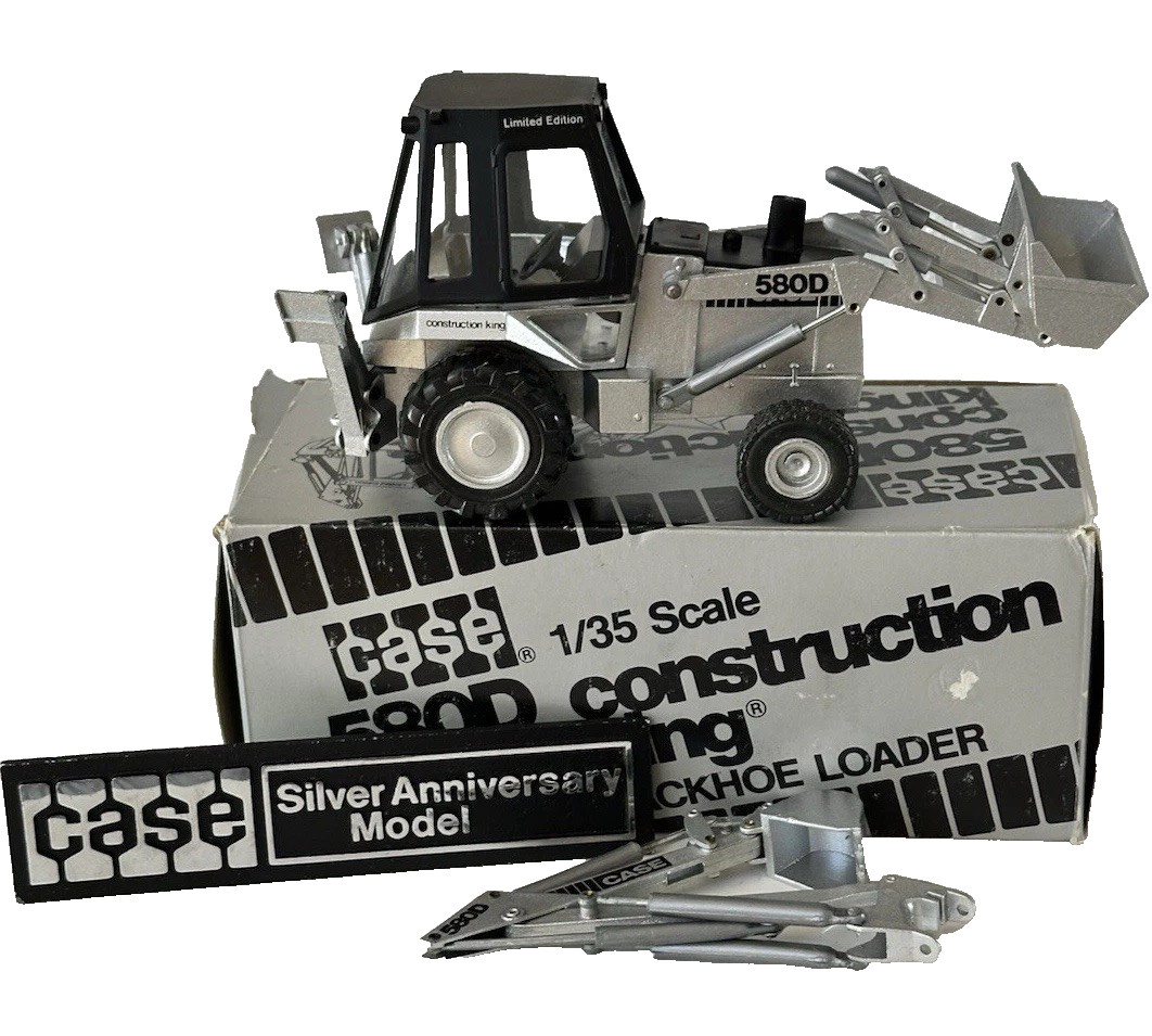 Case 580D Construction King 1:35 Silver Anniversary Diecast Backhoe Loader