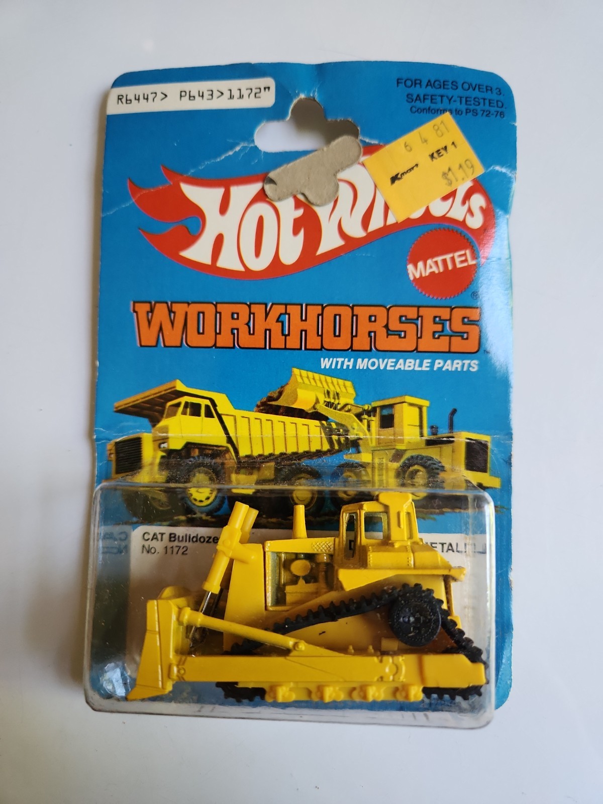 4 Vintage 1979 Hot Wheels Workhorses 1172 Cat Bulldozer Construction Toy NIB