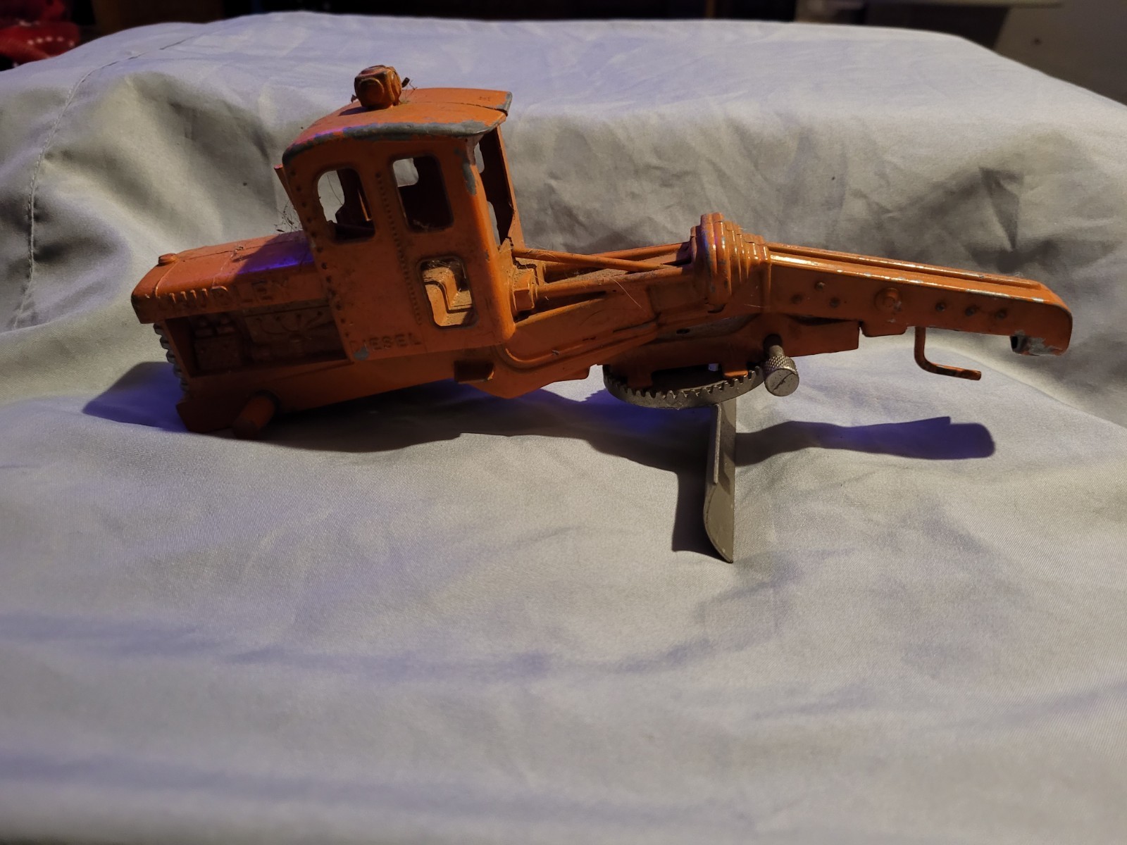 VTG Hubley Die Cast Diesel Road Grader Toy Orange 1950s Parts Restore